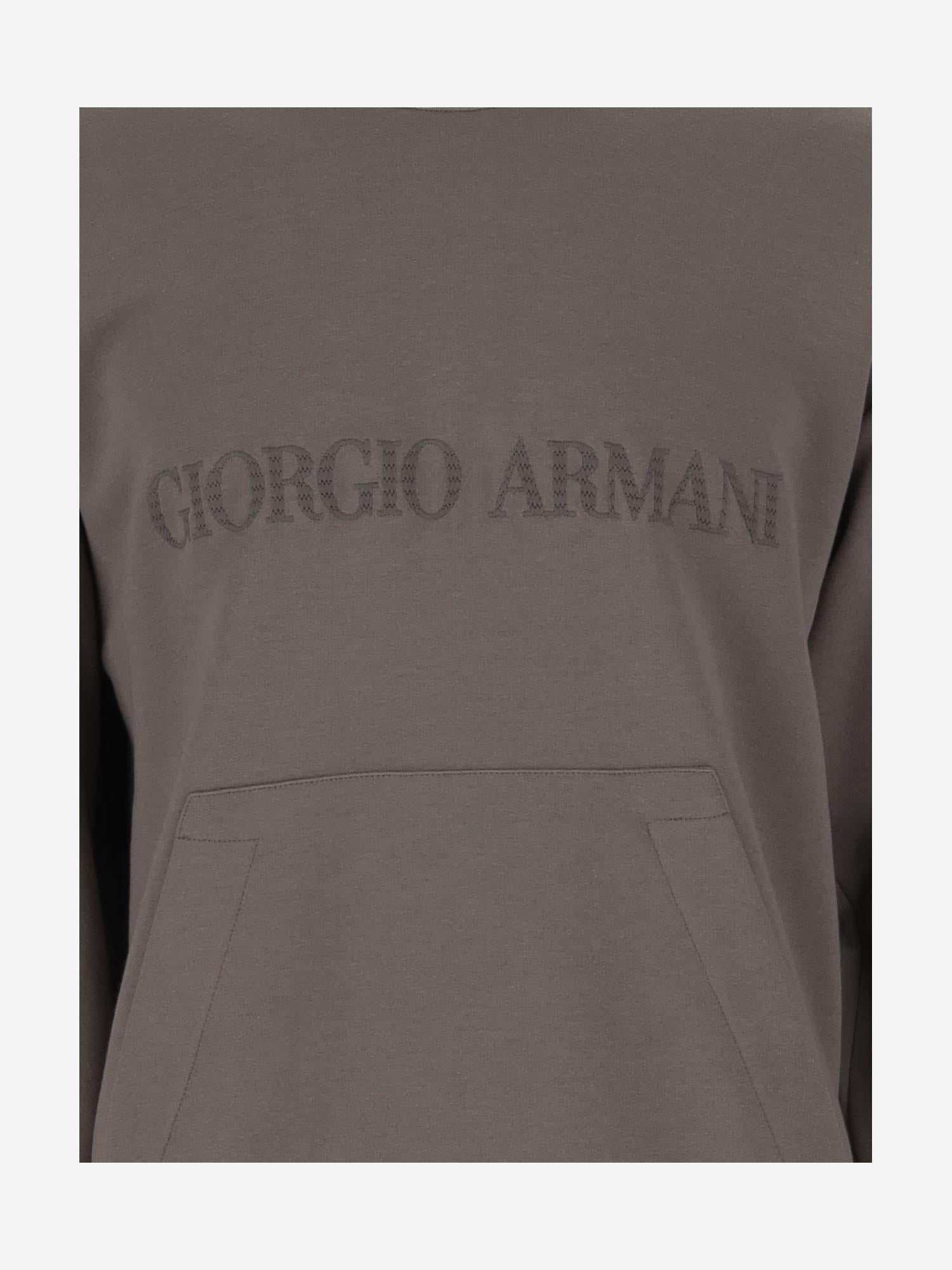 FELPA IN COTONE E CASHMERE CON LOGO GM001098 TE11705U8100 GIORGIO ARMANI