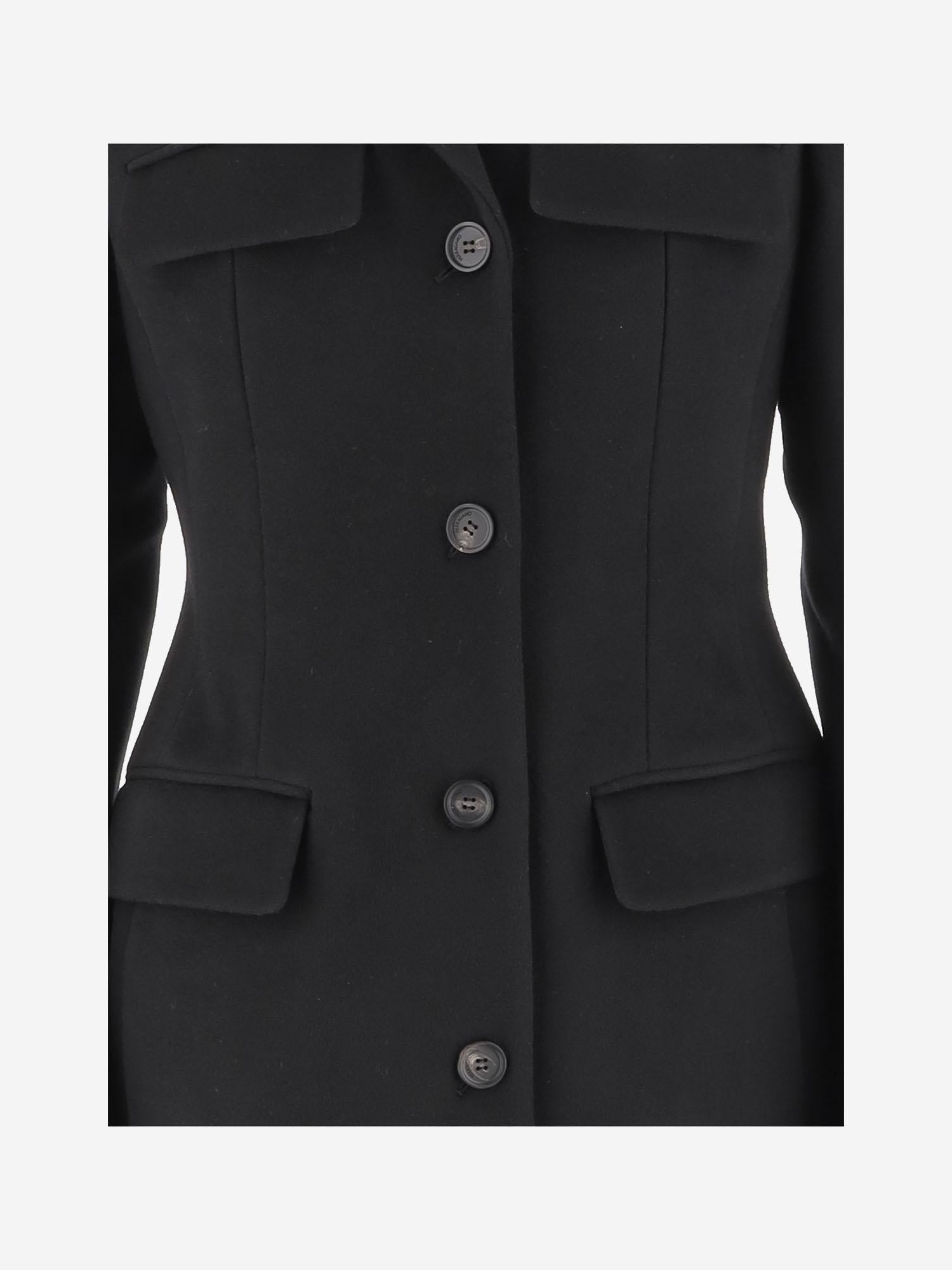 CAPPOTTO MONOPETTO SAGOMATO IN LANA E CASHMERE 13H452 003NERONERO SALVATORE FERRAGAMO
