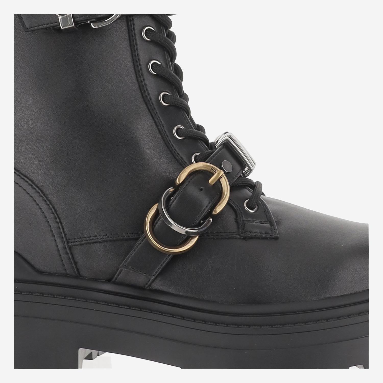 STIVALETTI IN PELLE CON CINTURA E LOGO SD0407 P087Z99 PINKO