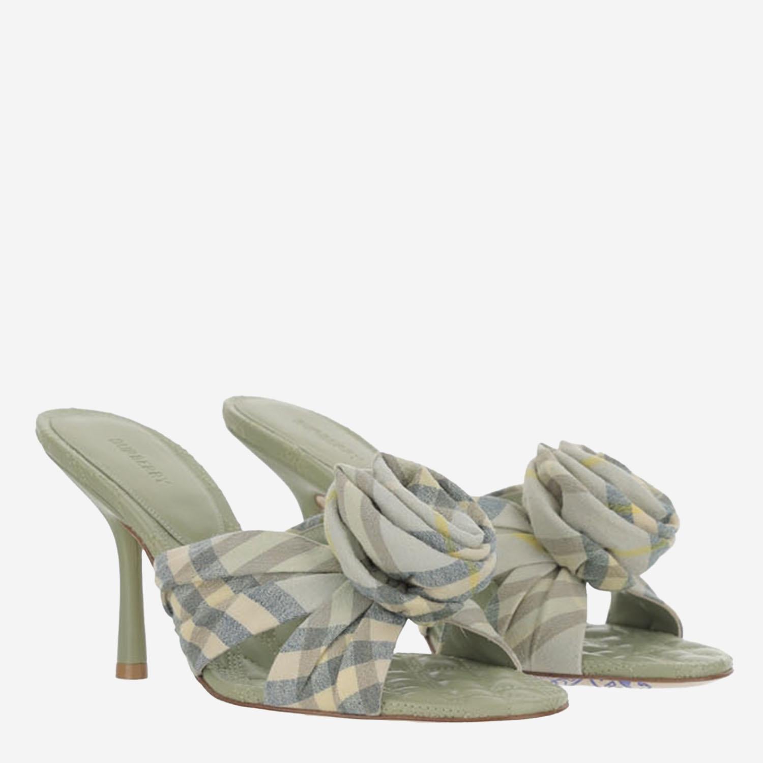 MULE MEWS ROSE IN MISTO LINO STRETCH CHECK 8101603 BREEZEIPCHECK BURBERRY