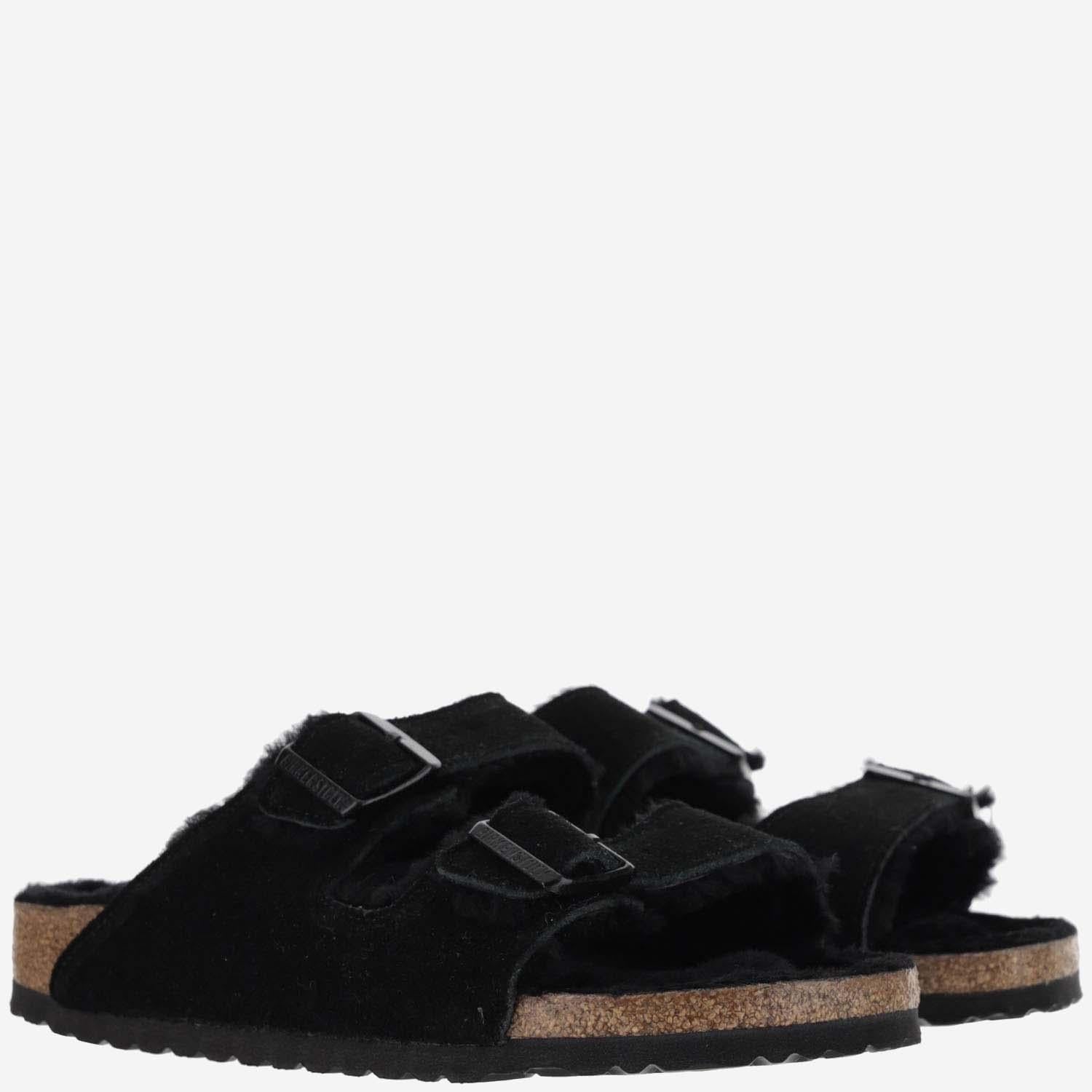 SANDALI ARIZONA IN SUEDE E SHEARLING 752663 BLACK BIRKENSTOCK