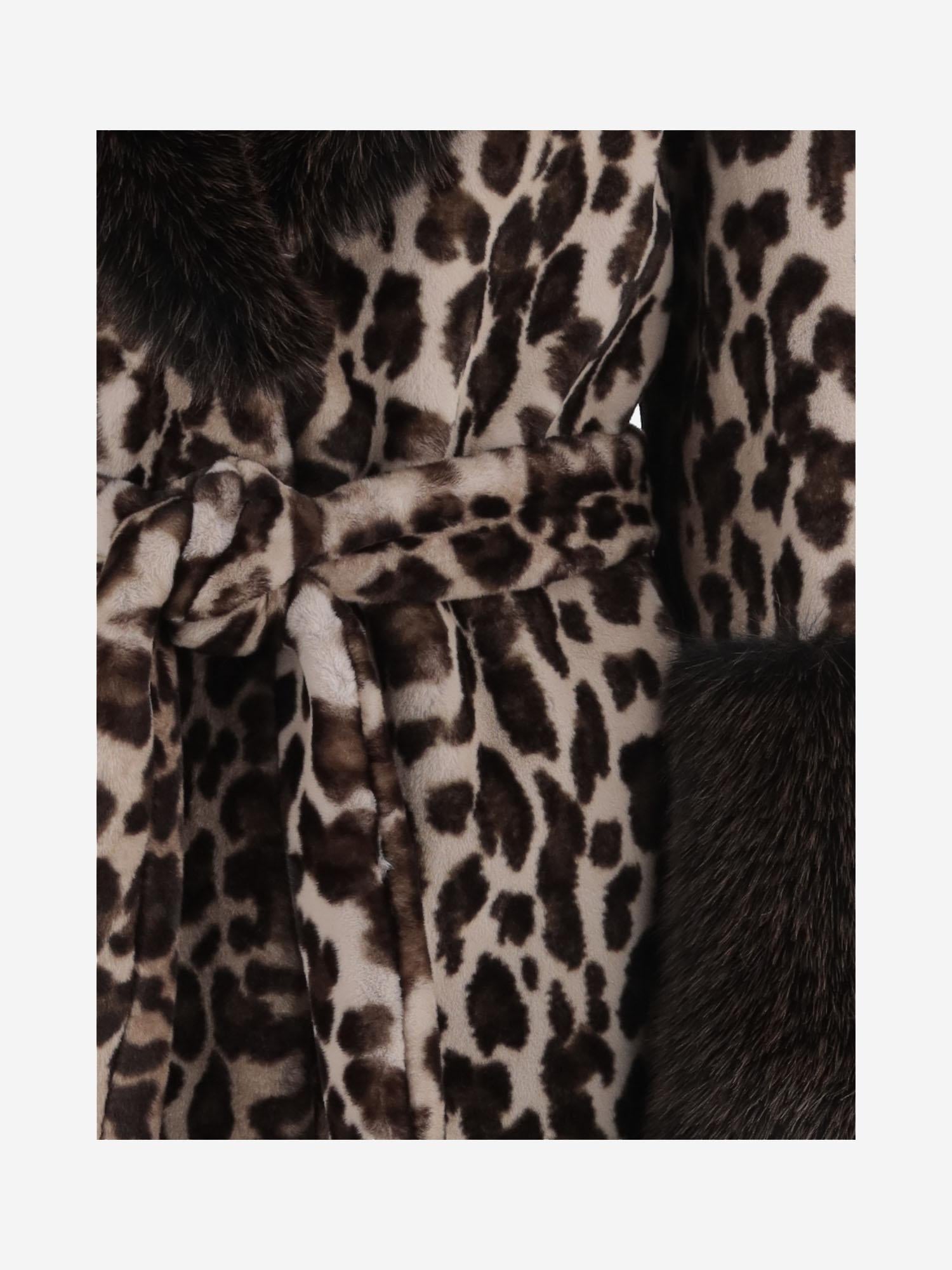 CAPPOTTO IN NYLON CON MOTIVO ANIMALIER E DETTAGLI IN PELLICCIA EF70 LEO005 UNCOMMON