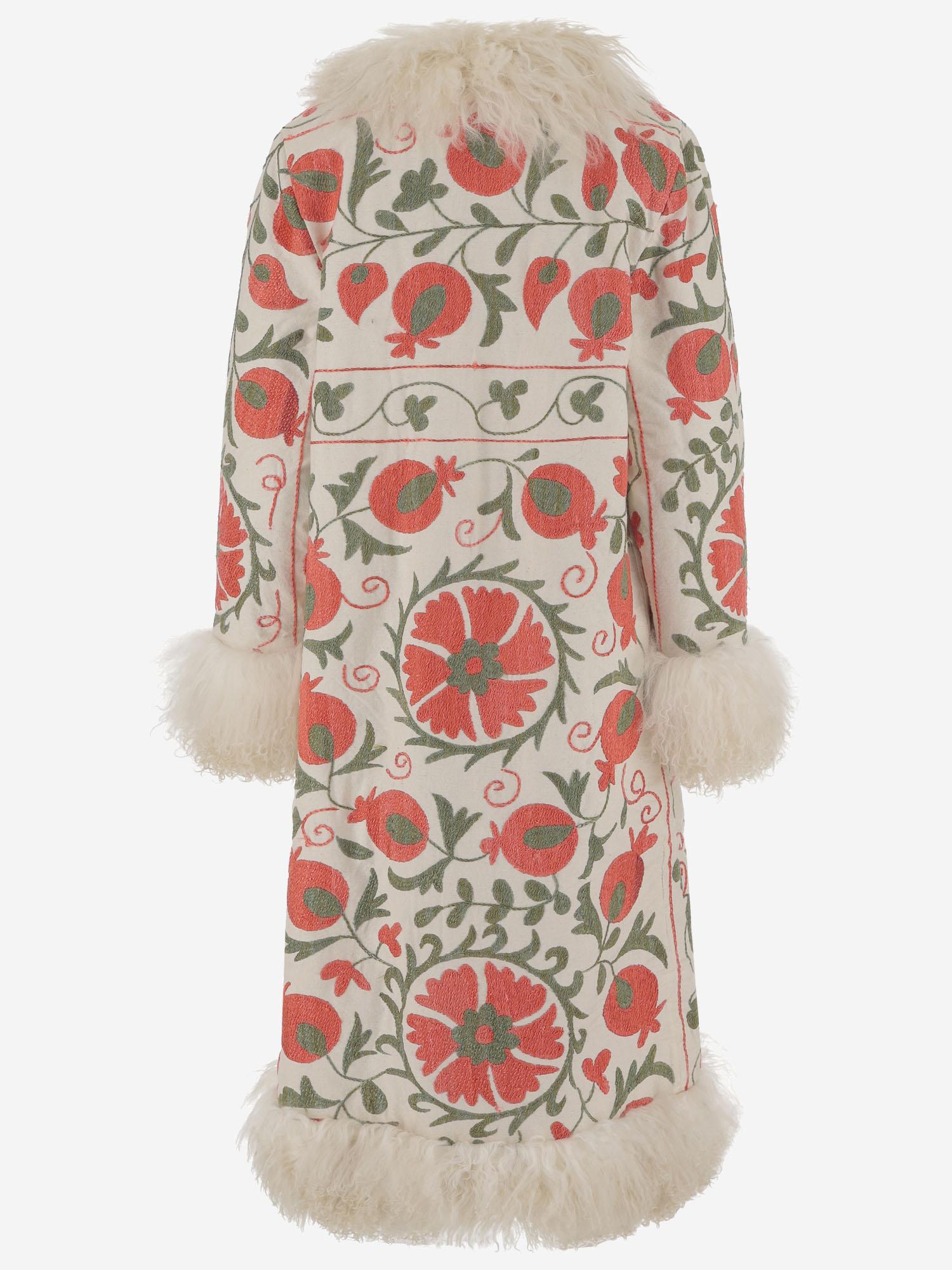 Cappotto suzani con pelliccia di pecora DB13232 WHITE ZAZI