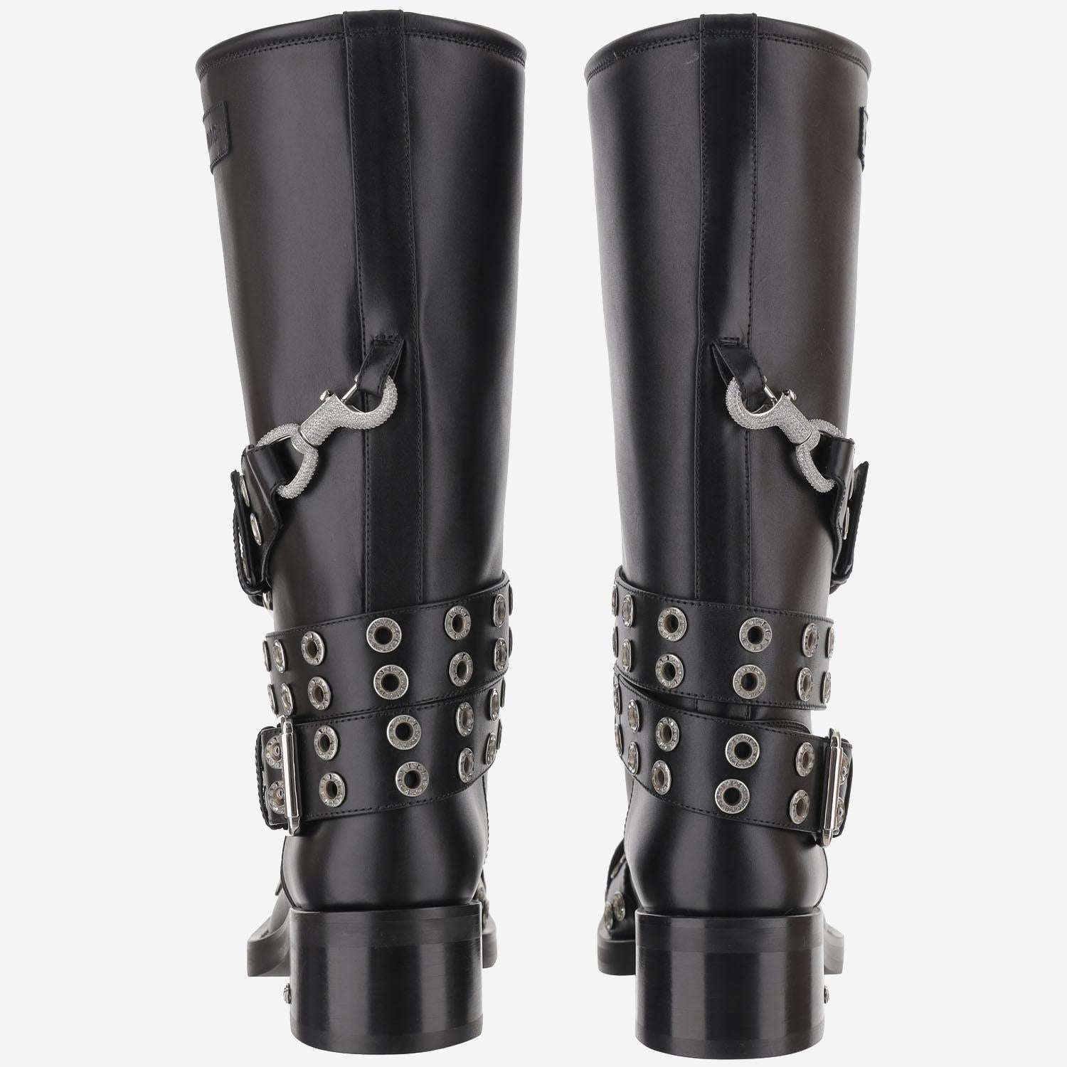 COMBAT BOOTS IN PELLE CON CINTURE E OCCHIELLI S097750 VCLBLK MACH & MACH