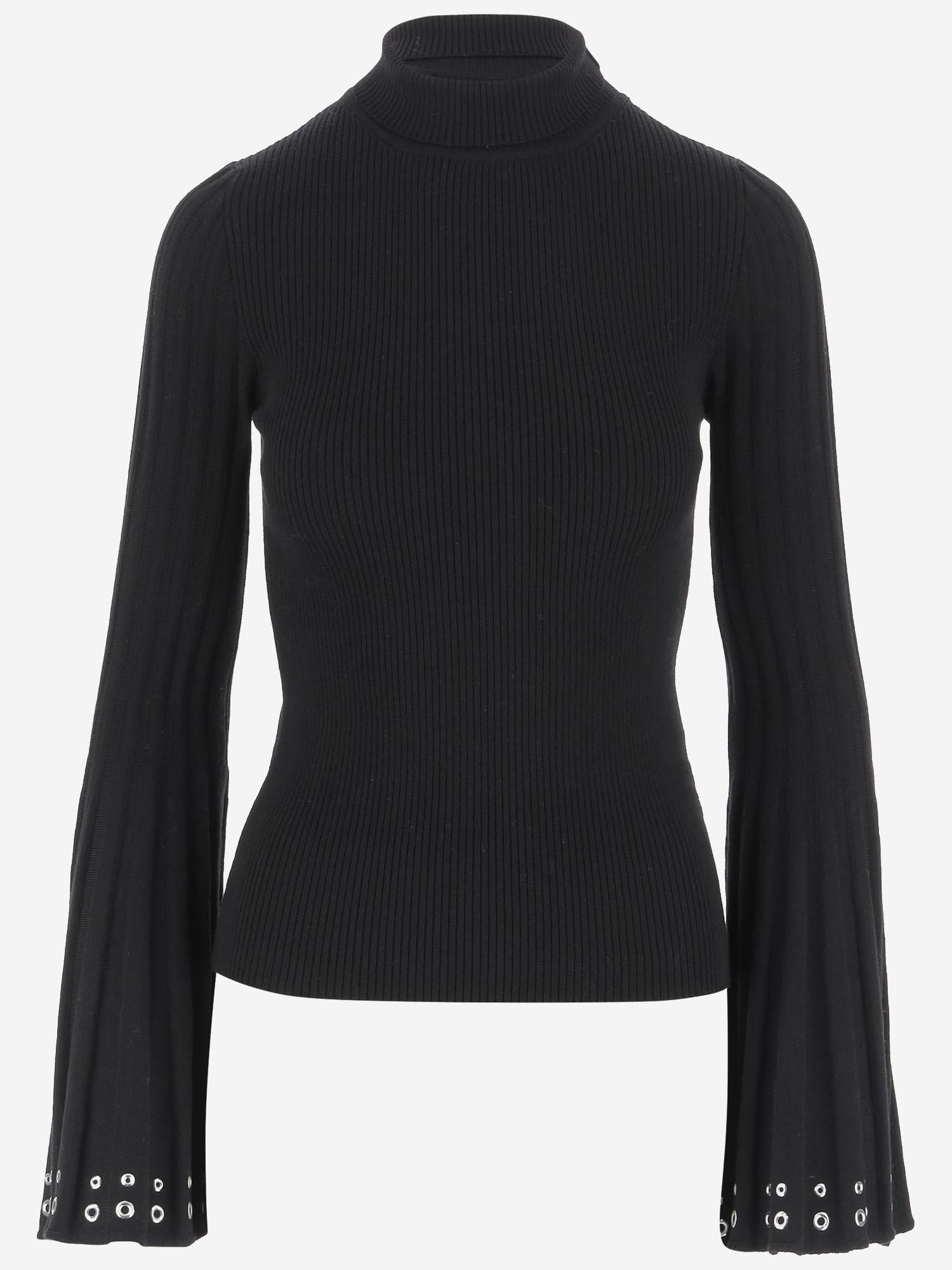 MAGLIA A COLLO ALTO CON MANICHE SVASATE A544M169A N0990 BLUMARINE