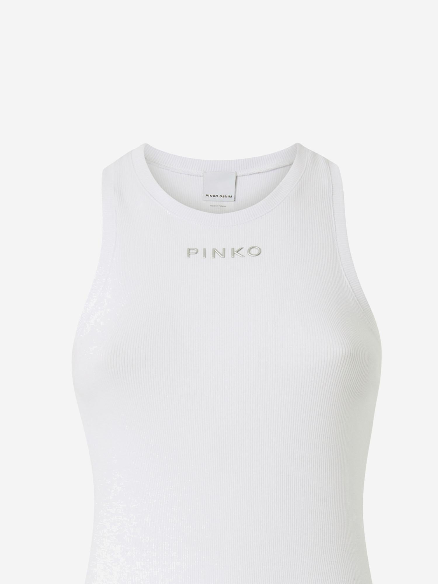 CANOTTA IN MAGLIA A COSTINE CON LOGO 100822 A2RCZ05 PINKO