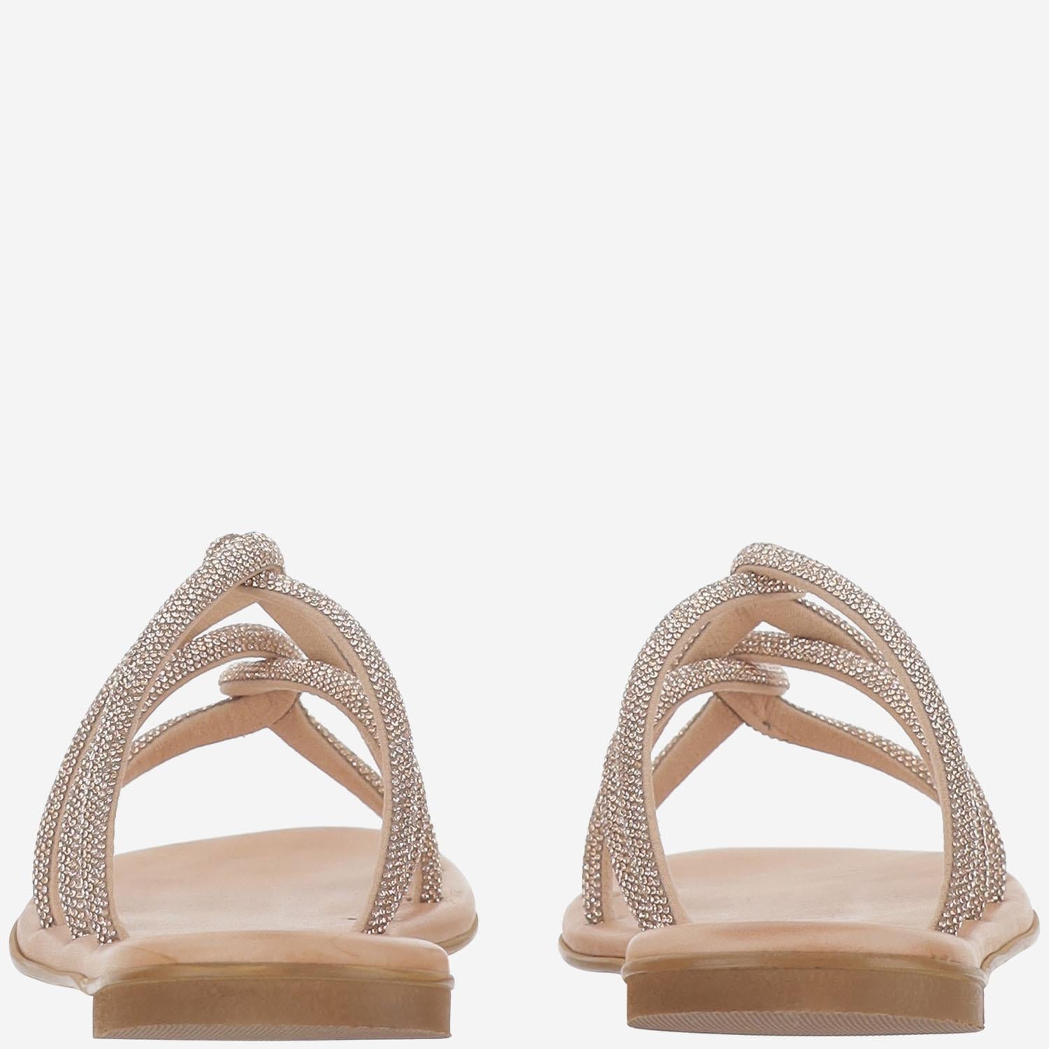 SANDALI IN PELLE CON STRASS TASO ROSE GOLD KIMA