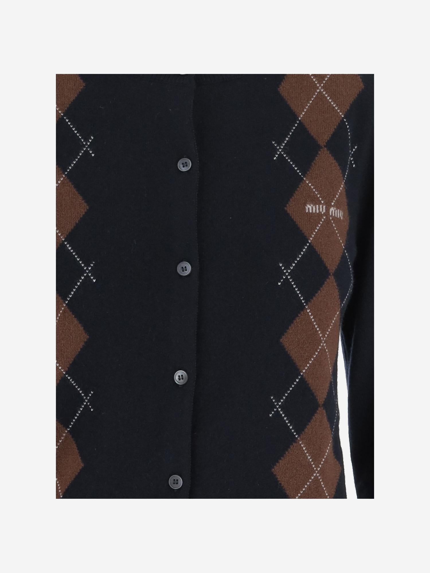 CARDIGAN IN CASHMERE CON MOTIVO GEOMETRICO MMF988 174BF0008 MIU MIU