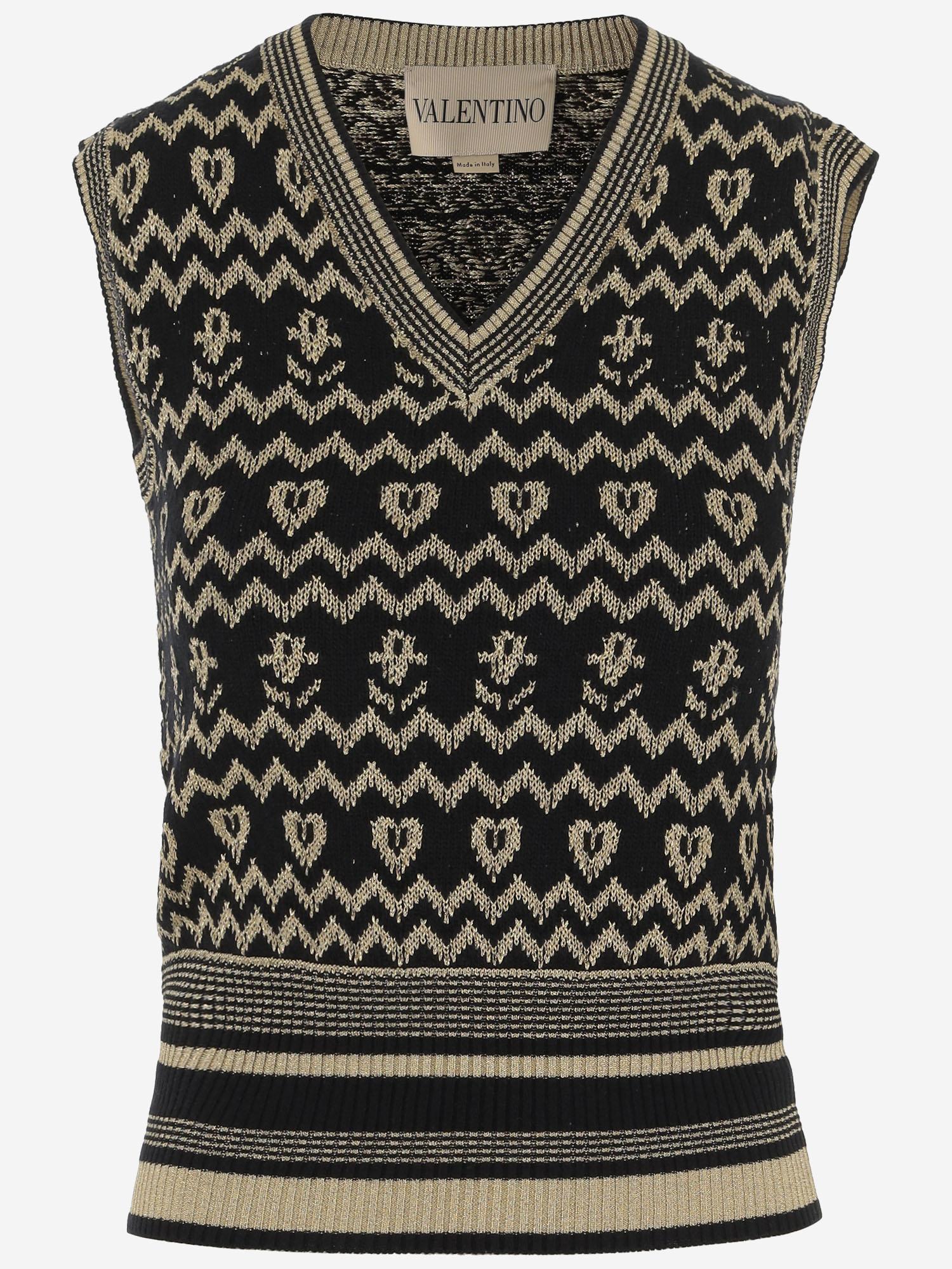 TOP IN MISTO LANA CON MOTIVO GEOMETRICO 7B3KM06C 9H0G14 VALENTINO
