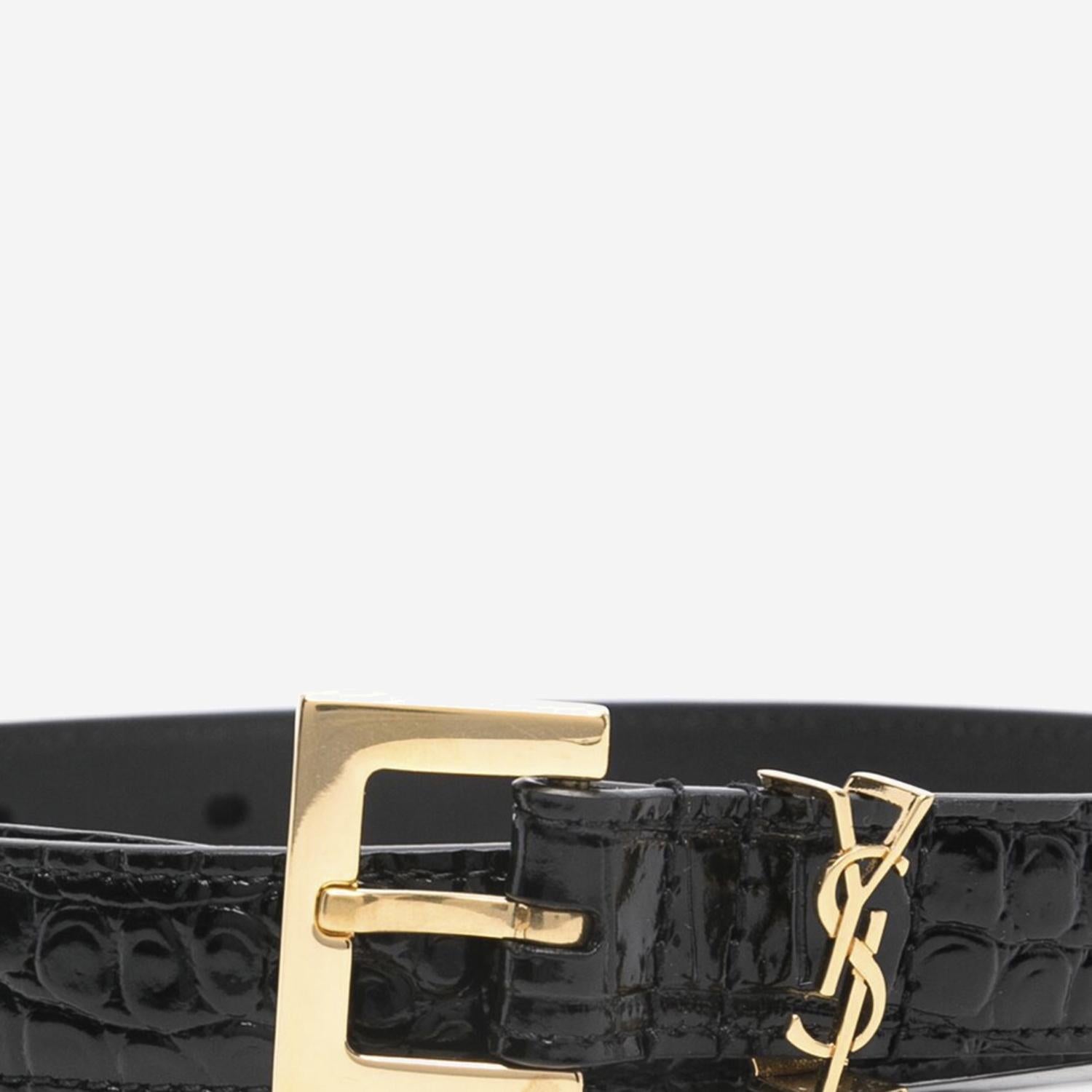 CINTURA IN PELLE GOFFRATA COCCODRILLO 554465 DND0J1000 SAINT LAURENT
