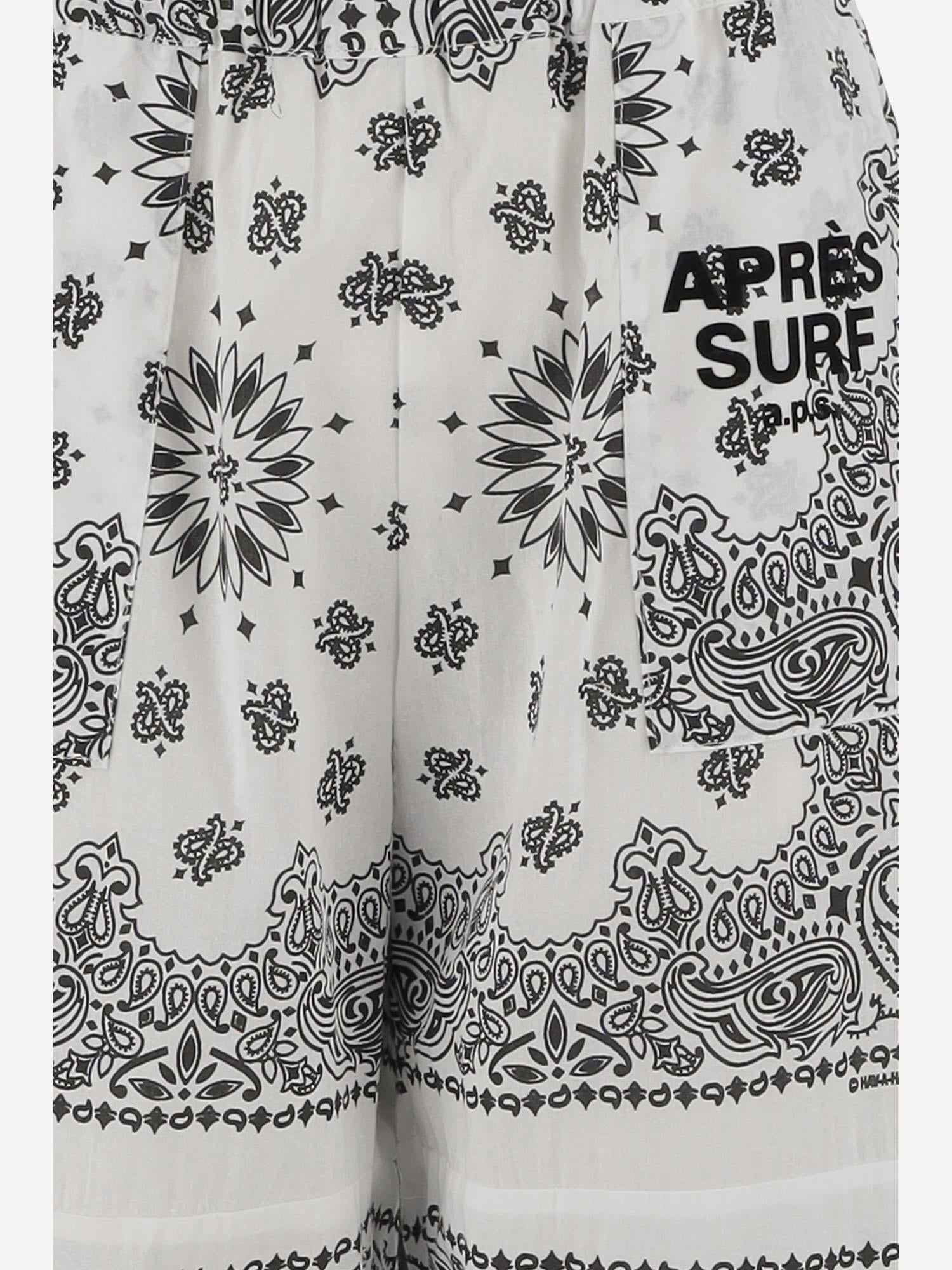 PANTALONI IN COTONE CON MOTIVO BANDANA TACATA WHITE APRES SURF
