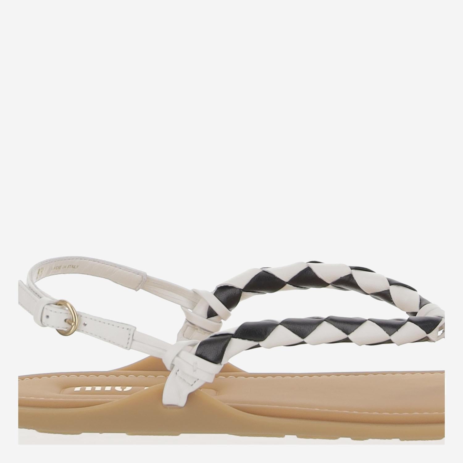 Sandali Riviere in pelle 5Y408E 2CSPF0964 MIU MIU