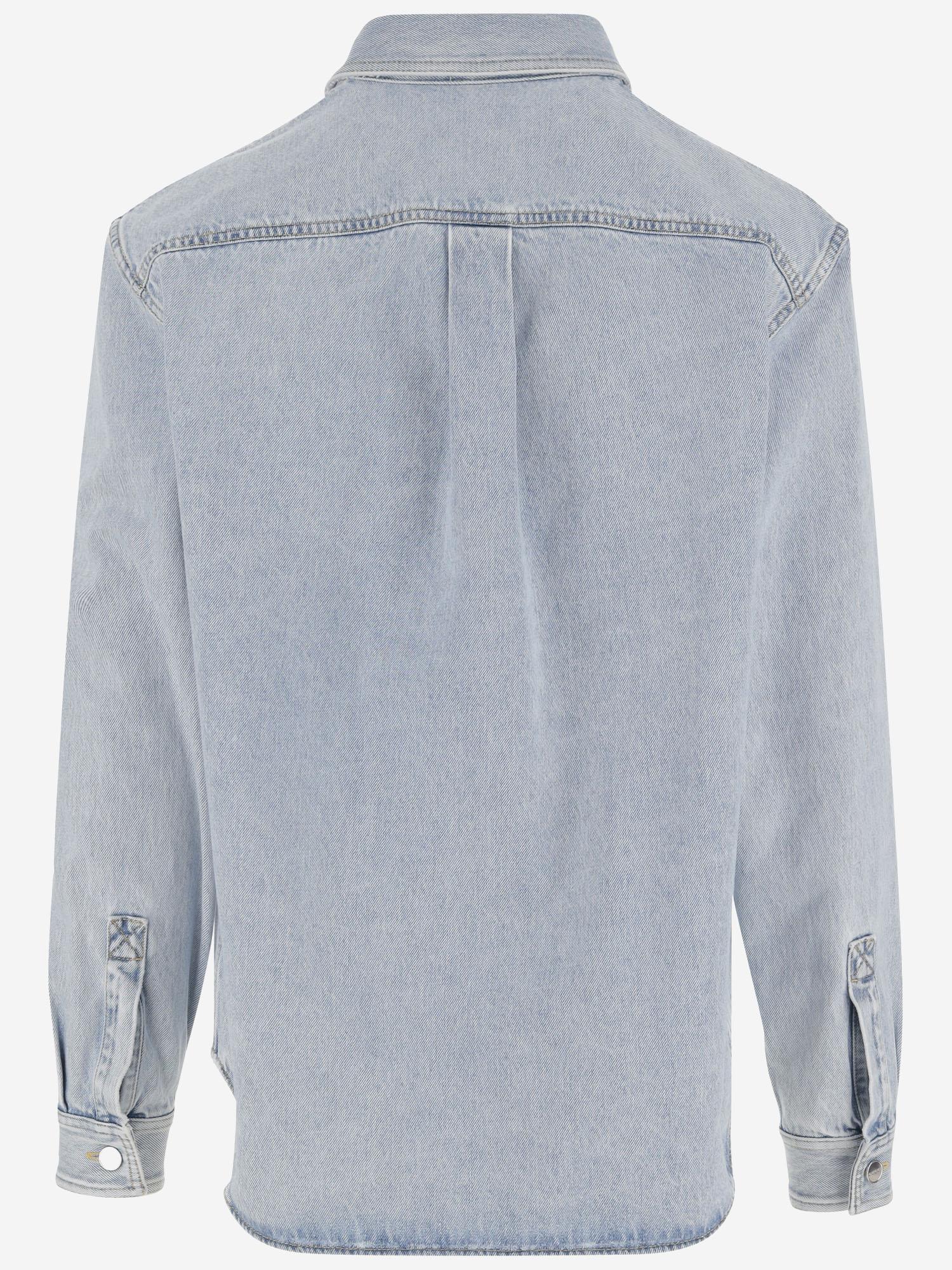 Camicia in denim délavé con inserto GG 835220 XDDCY4452 GUCCI