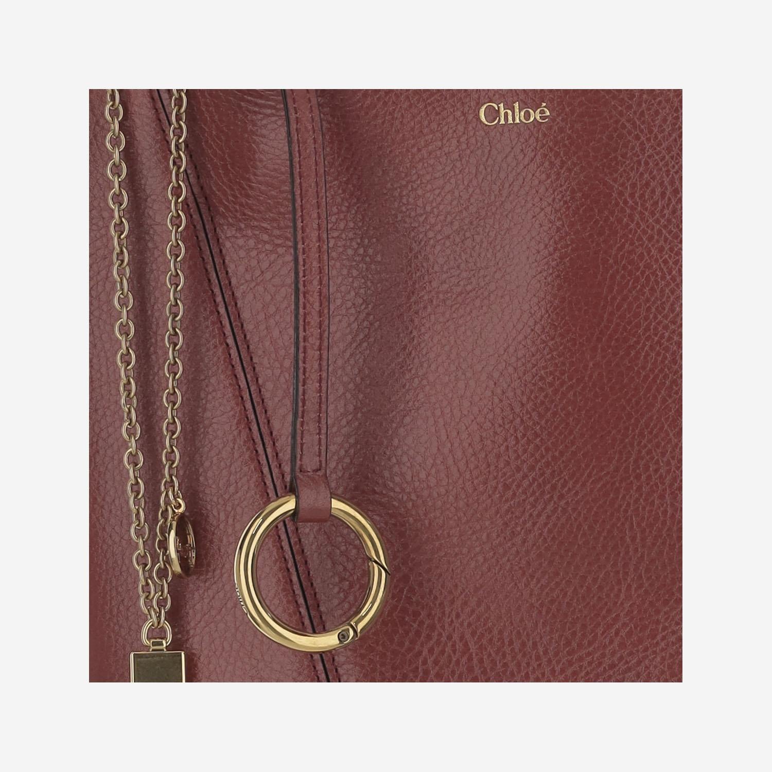 TOTE BAG CHLOÉ SPIN IN PELLE GRANATA CHC25SS811N84 6AW CHLOE