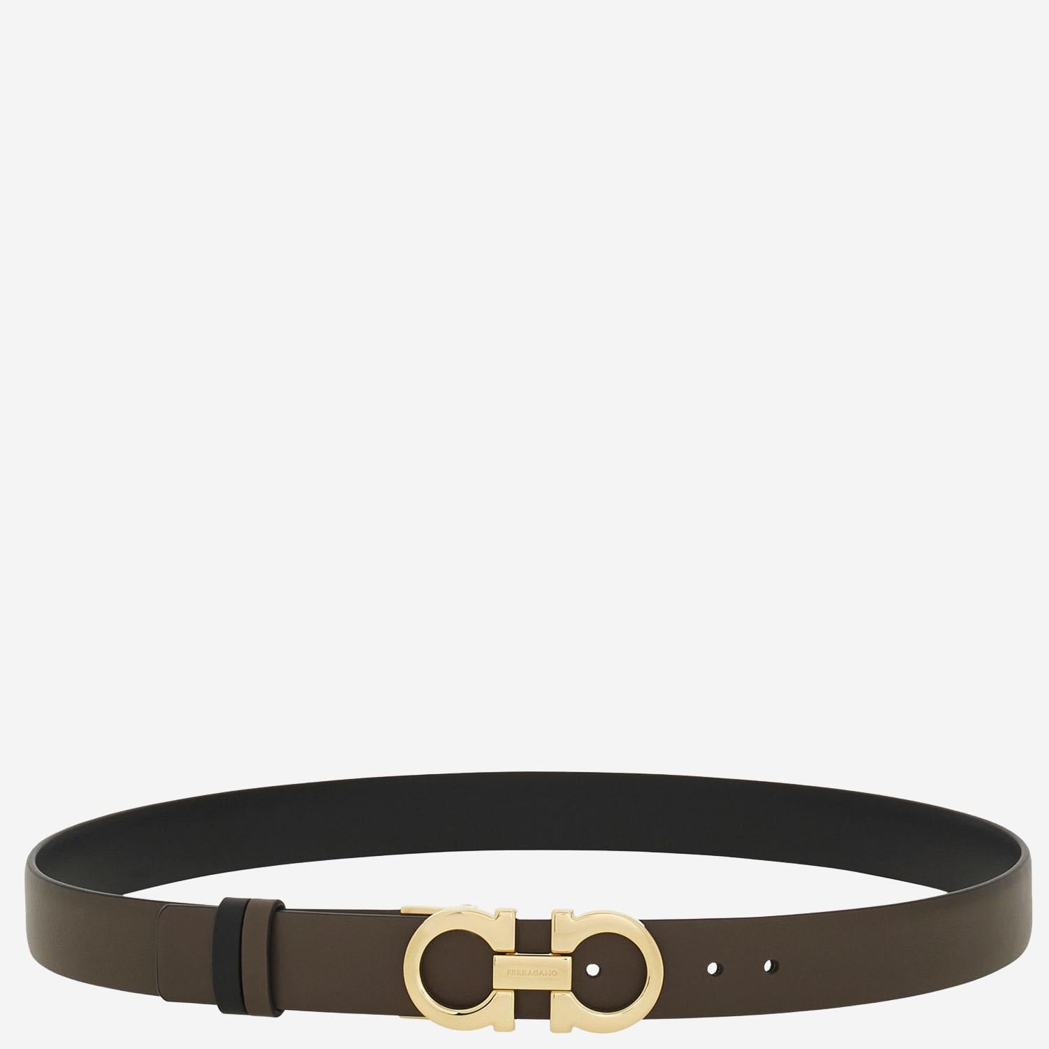 CINTURA GANCINI REVERSIBILE 23A565 832CONCRETENERO SALVATORE FERRAGAMO