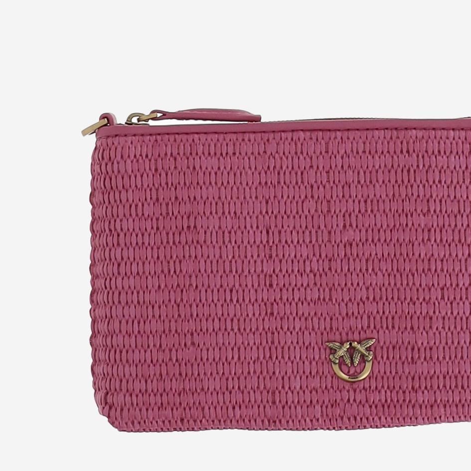 Borsa piatta a tracolla in rafia 104277 A2CFN17Q PINKO