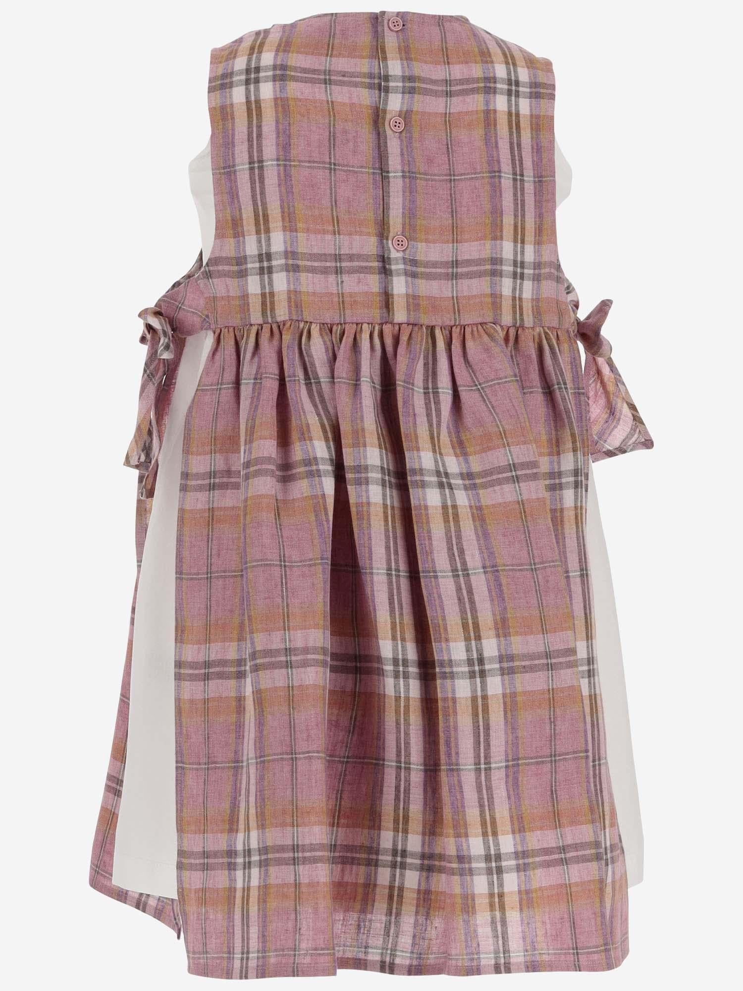 ABITO IN LINO STAMPA MADRAS P24VA328L3021 644 IL GUFO KIDS