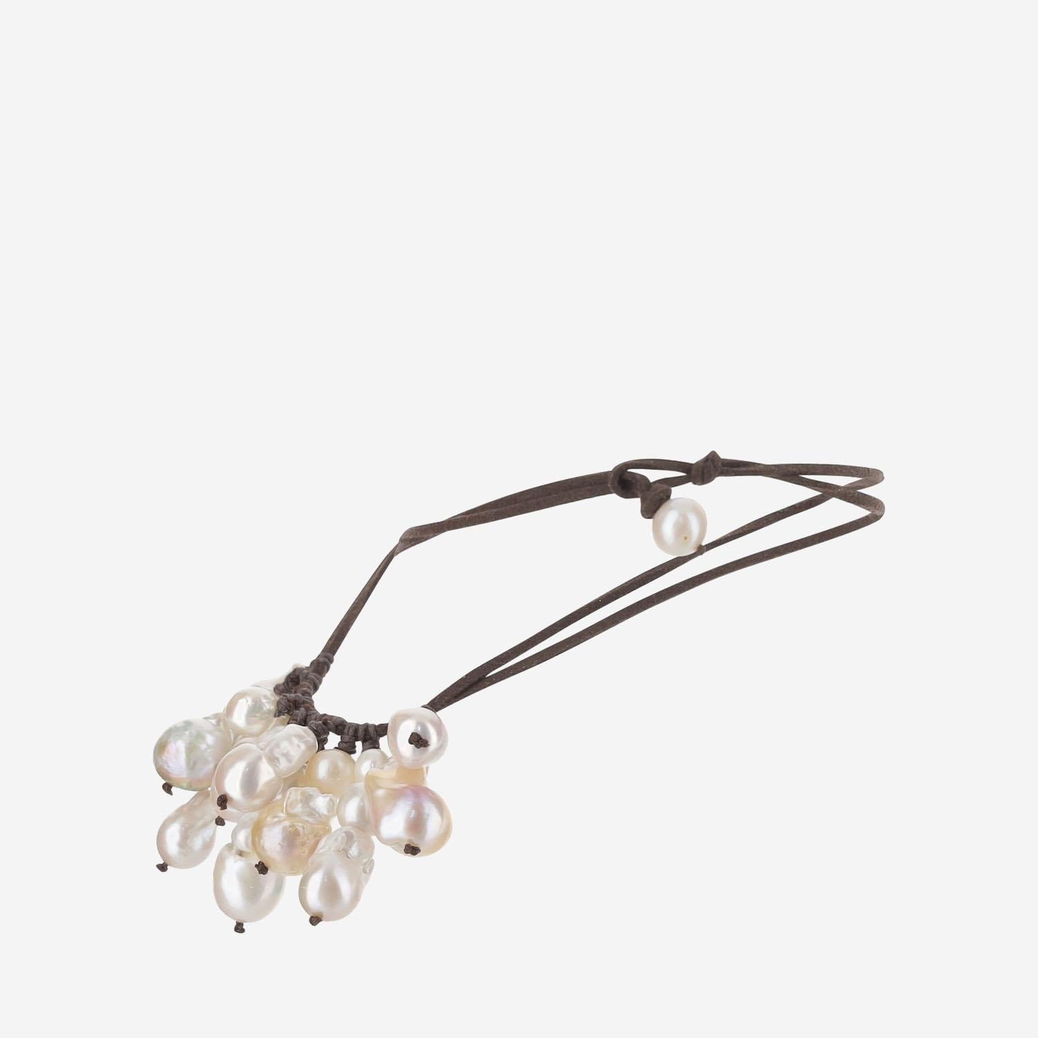 COLLANA in suede CON perle bianche VNMVN3 MELA