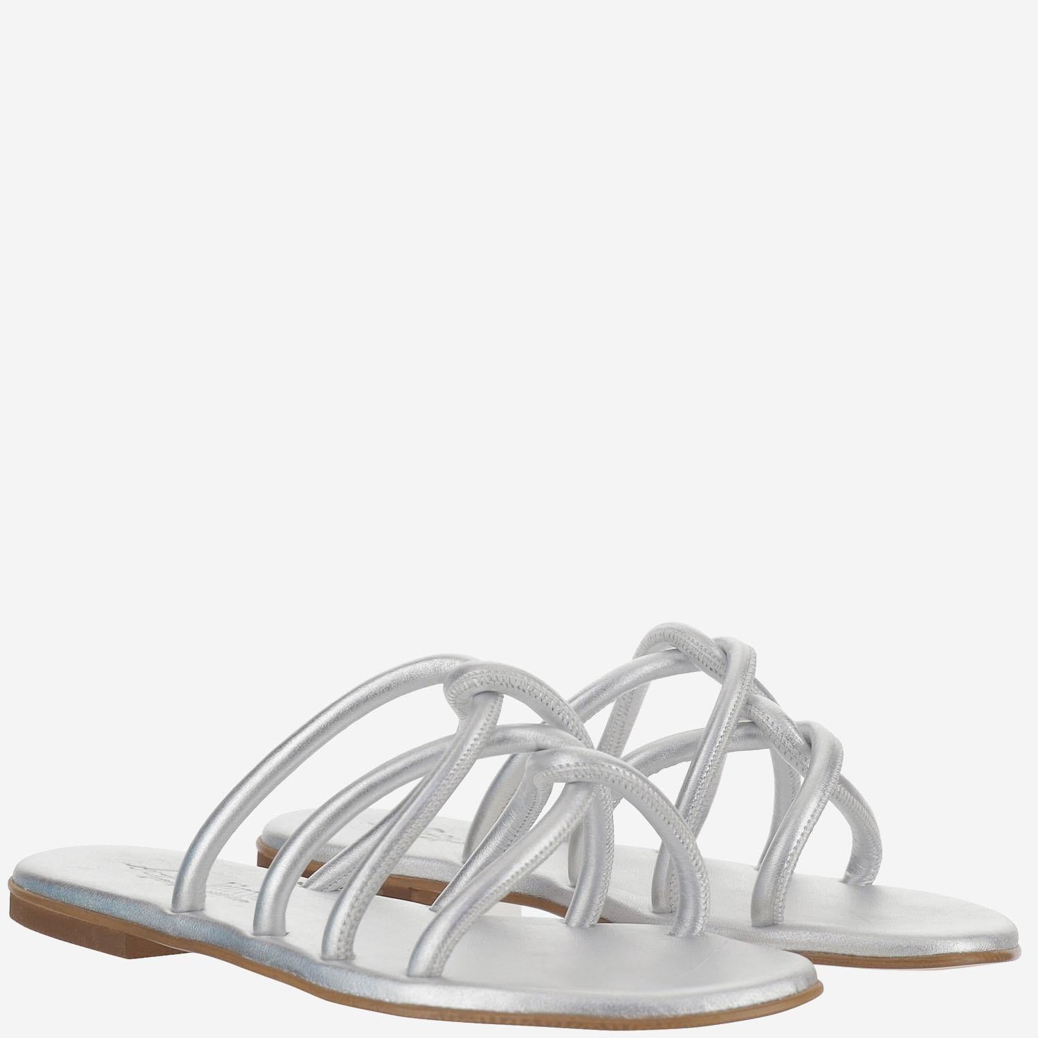 SANDALI IN PELLE TASO TUB ARGENTO KIMA