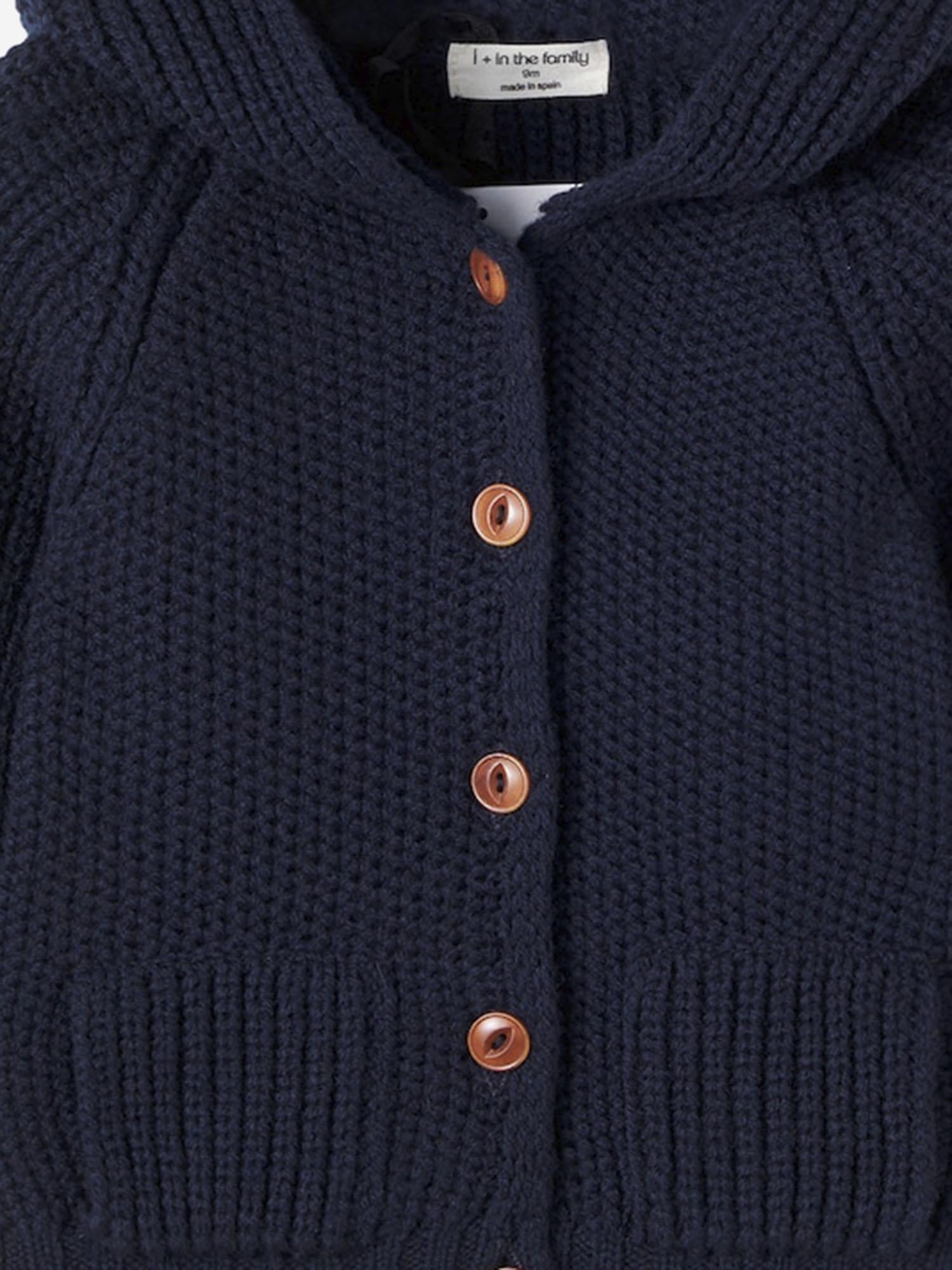 CARDIGAN CON CAPPUCCIO IN LANA E ACRILICO 25W213 DARKBLUE 1+ IN THE FAMILY KIDS