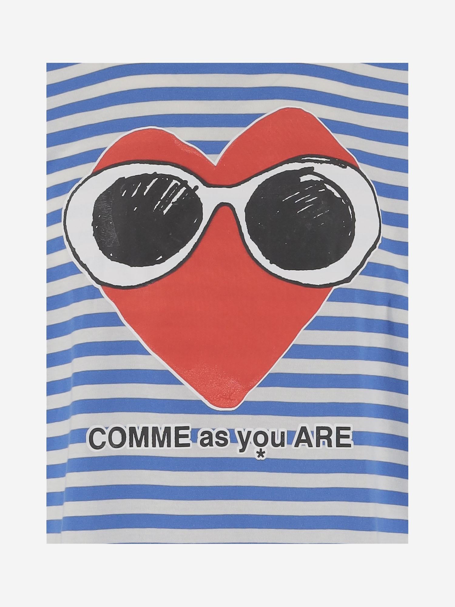 T-SHIRT IN COTONE CON STAMPA E MOTIVO A RIGHE BSMCSCOMME WHITEXBLUESTRIPE BLACK SCORE