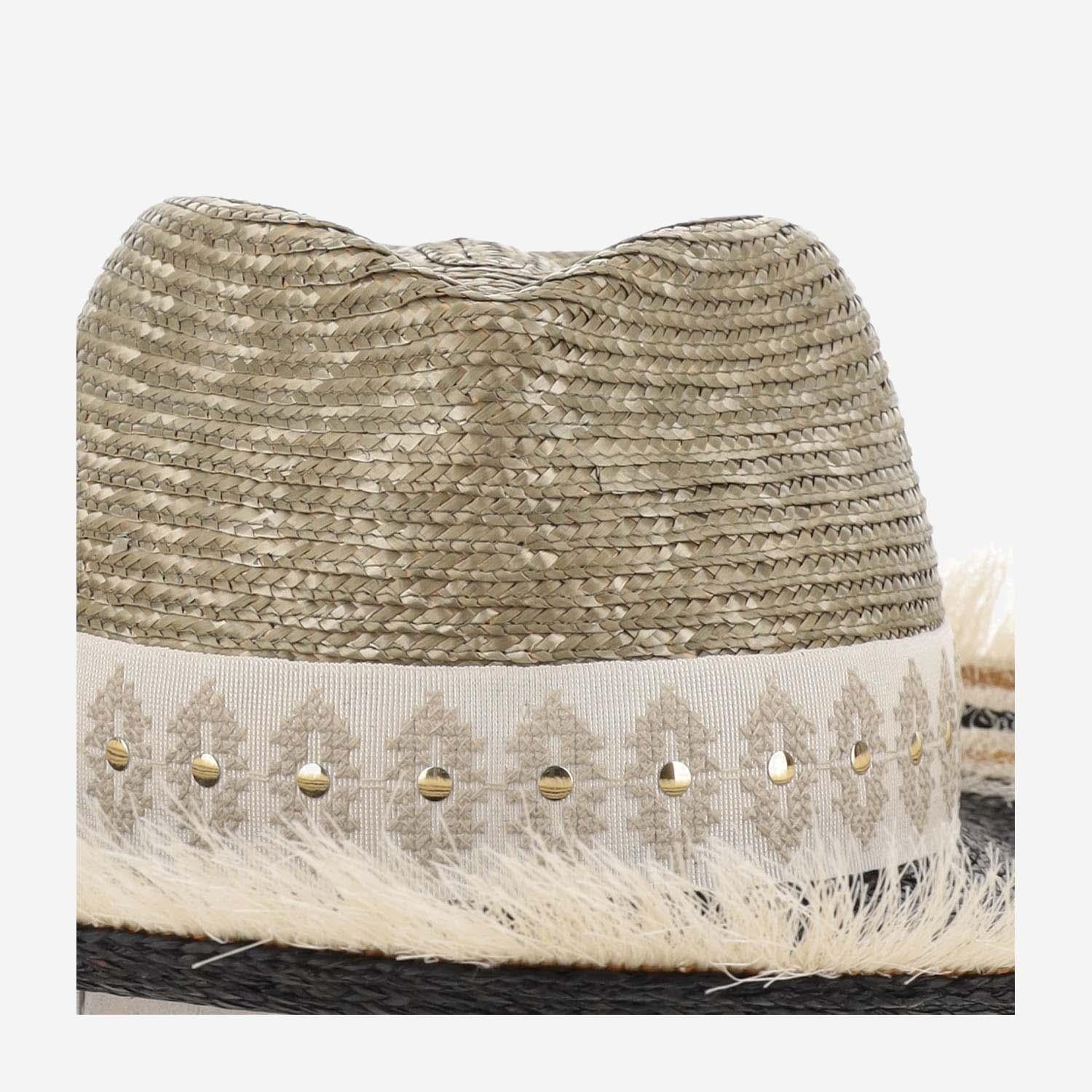 CAPPELLO IN MISTO PAGLIA E VISCOSA CON RICAMO 385981 38 FERRUCCIO VECCHI