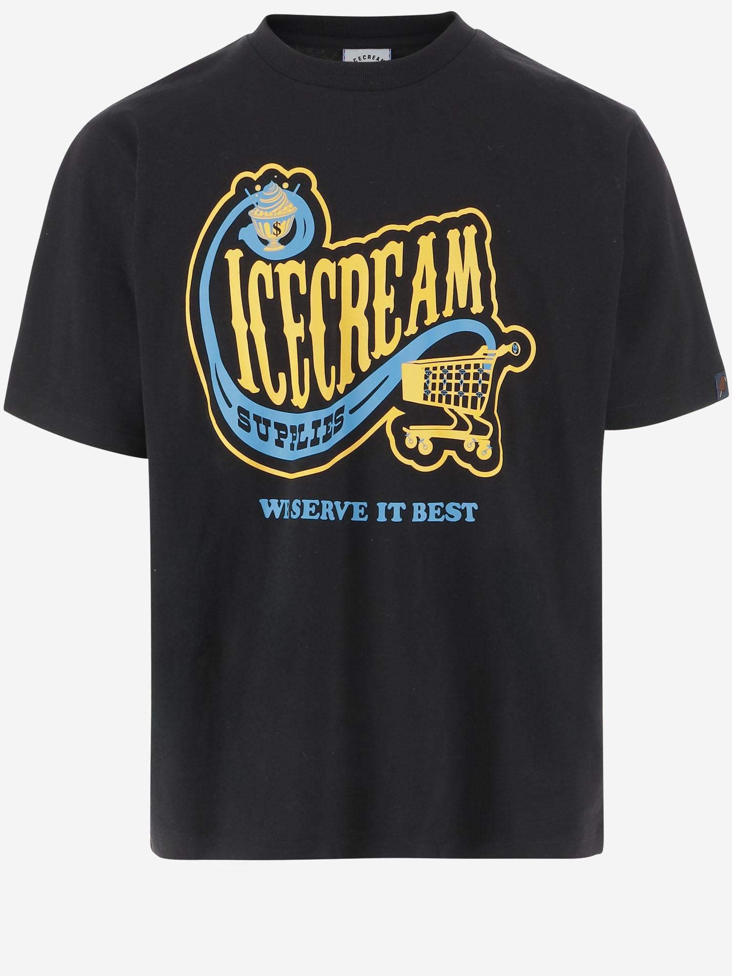 T-SHIRT IN COTONE CON LOGO IC25349 BLACK ICECREAM