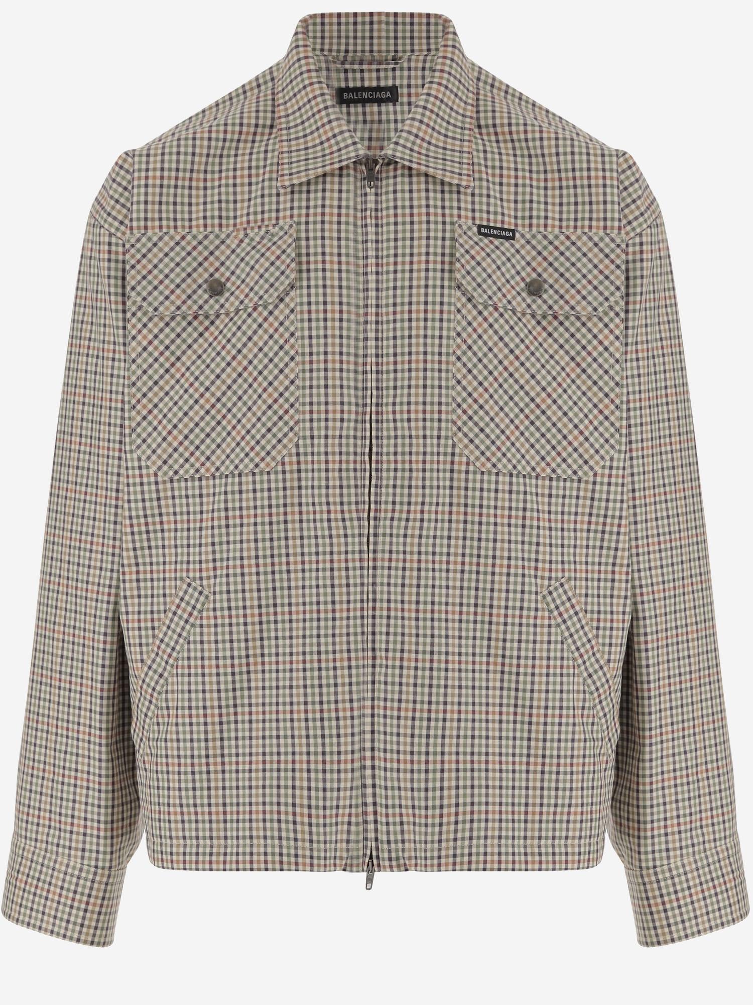 CAMICIA IN COTONE CON MOTIVO A QUADRI 839191 TSM207778 BALENCIAGA