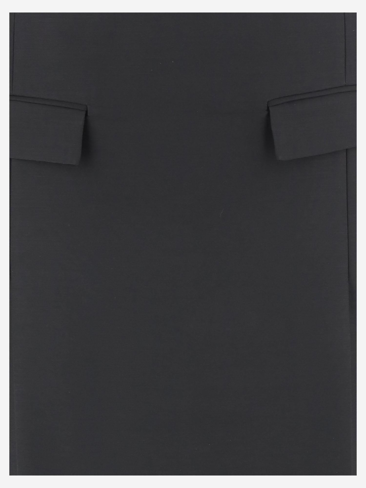 GONNA IN VISCOSA E LANA CON DOPPIO SPACCO 13H670 006NERONERO SALVATORE FERRAGAMO
