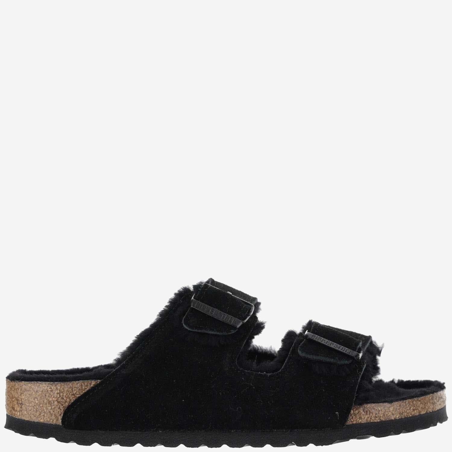 SANDALI ARIZONA IN SUEDE E SHEARLING 752663 BLACK BIRKENSTOCK