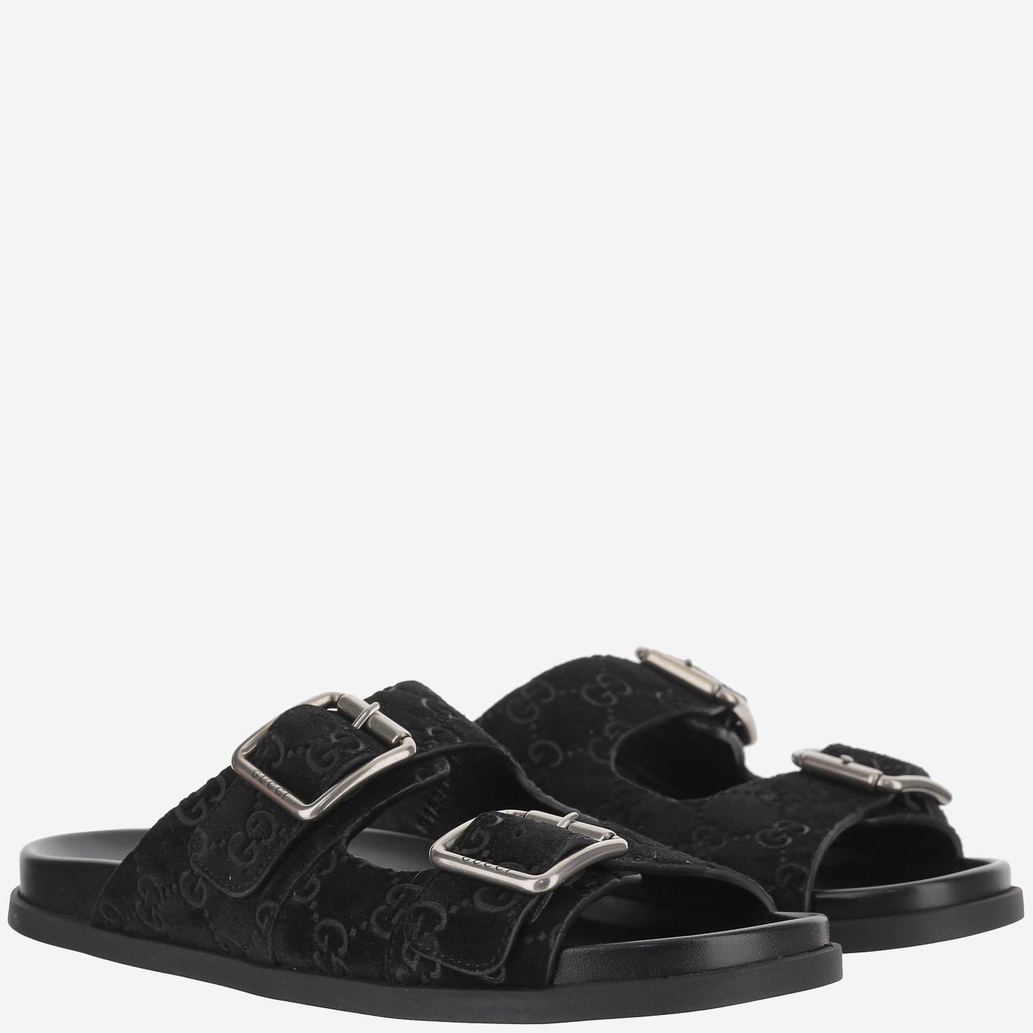 SANDALI SLIDER IN PELLE SCAMOSCIATA 816380 AADUO1000 GUCCI