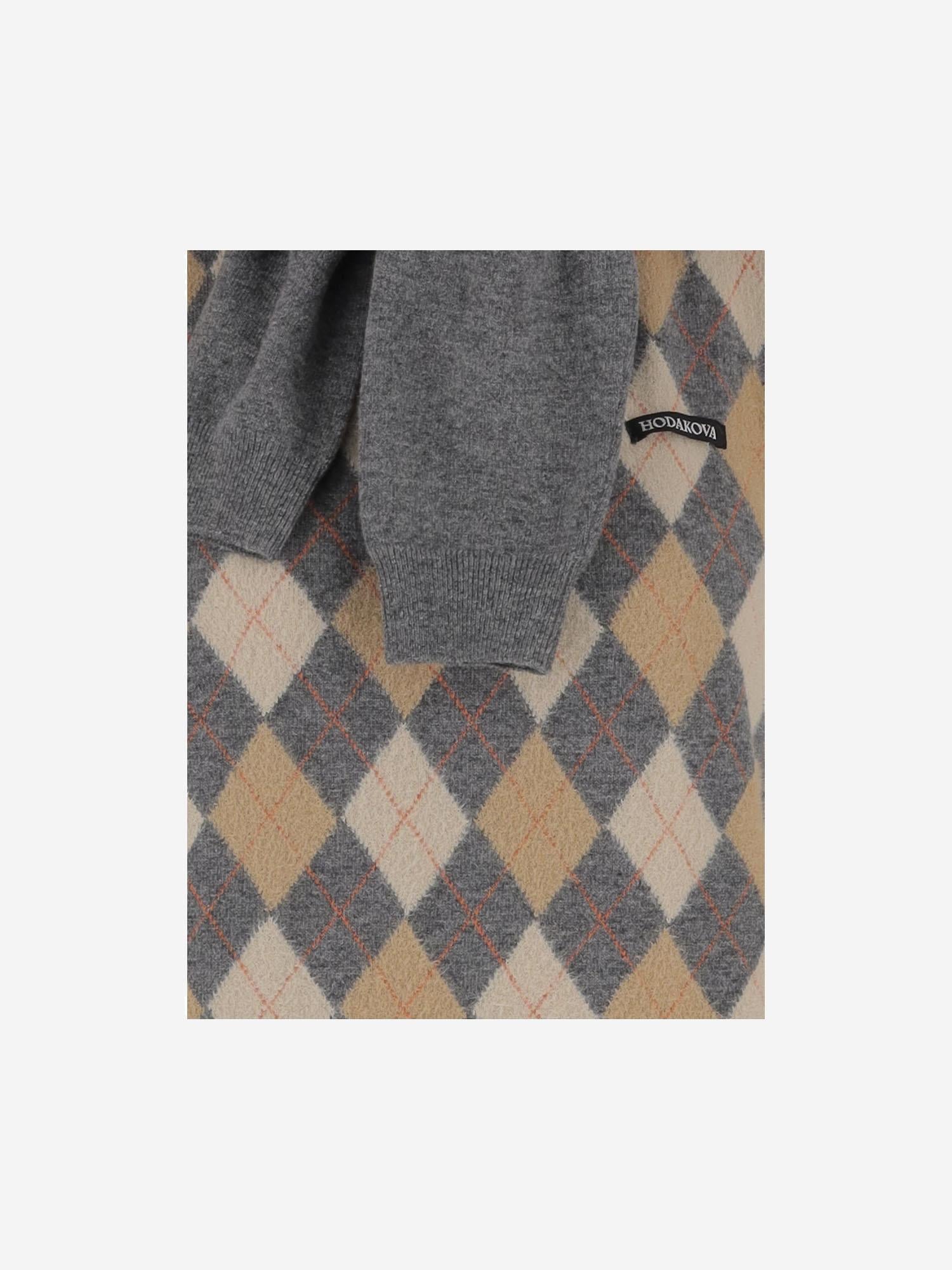 GILET IN COTONE STRETCH CON MOTIVO GEOMETRICO W24092KSV11 GREY HODAKOVA