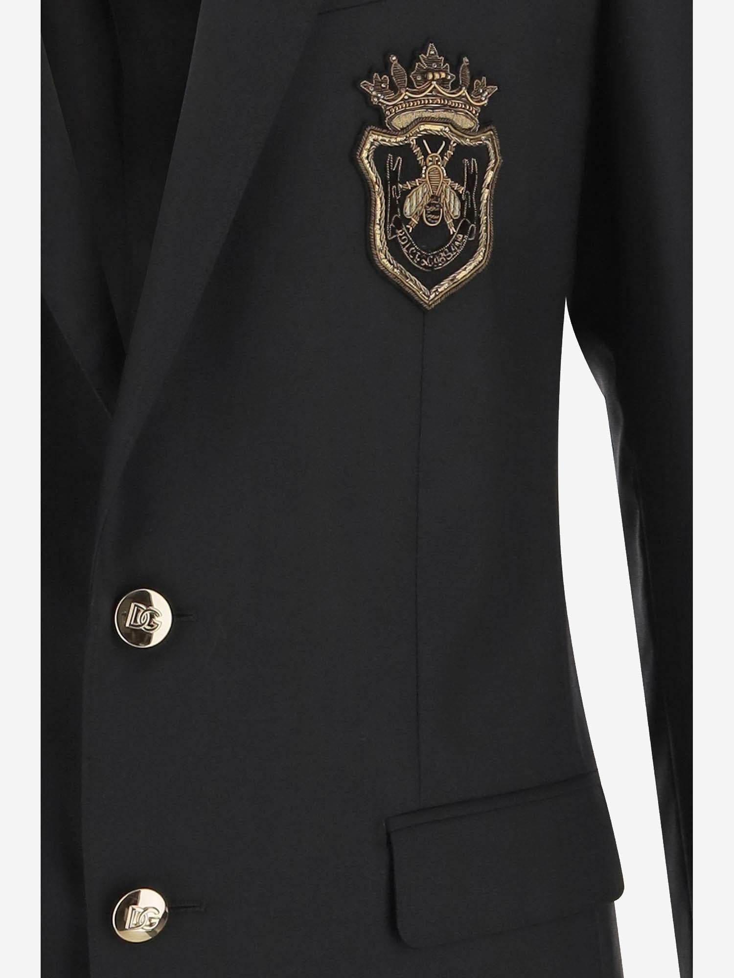 GIACCA IN MISTO LANA CON PATCH LOGO G2LK0Z FU3H1N0000 DOLCE & GABBANA