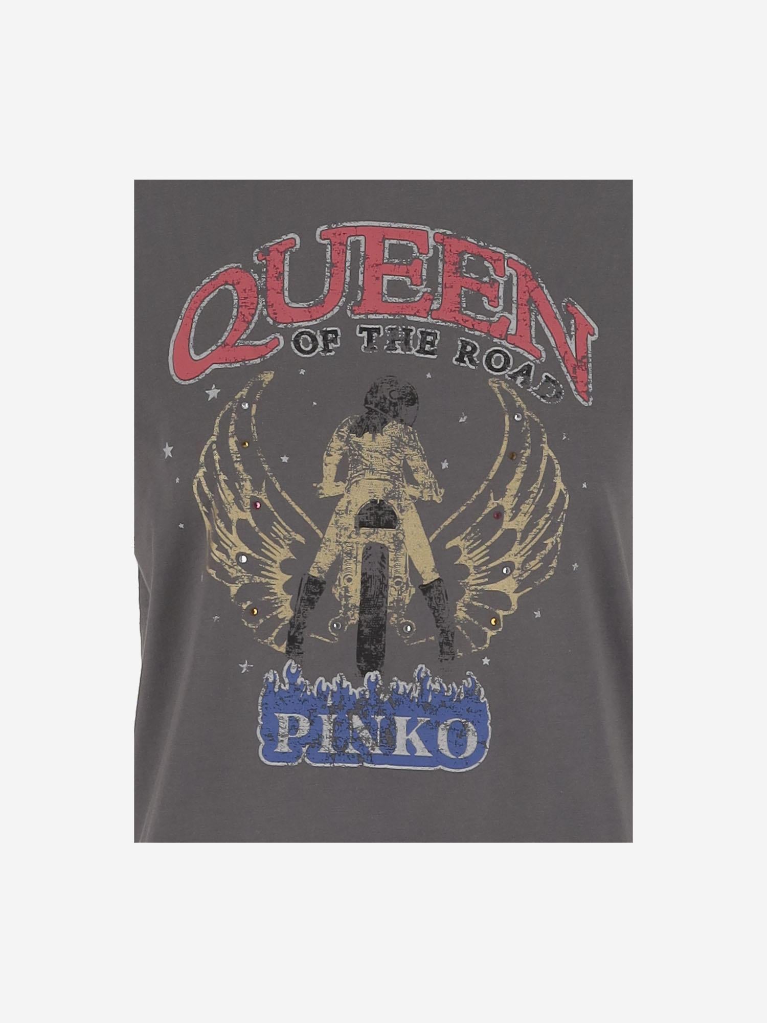 T-SHIRT MARRAKECH IN COTONE CON STAMPA 104603 A2DAI63 PINKO