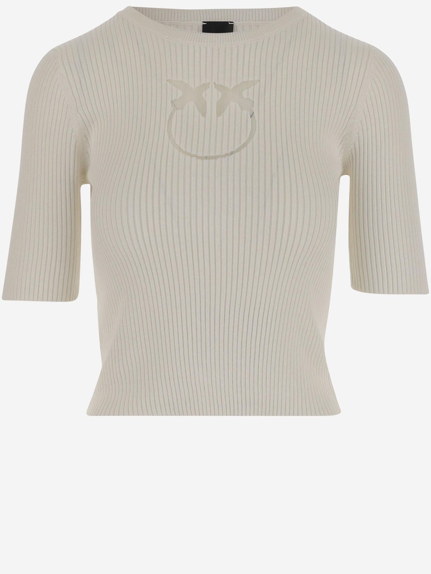 CROP TOP IN SETA E COTONE CON LOGO 102017 A1KWZ05 PINKO