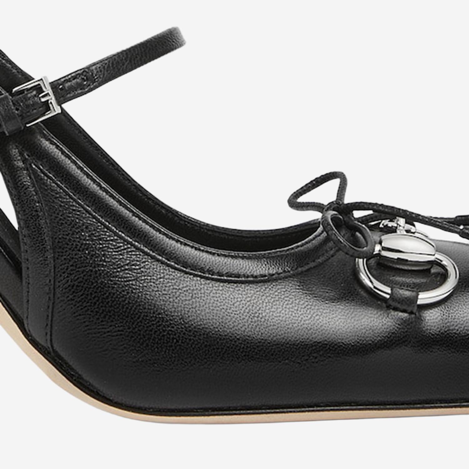 Décolleté slingback in pelle con Morsetto 845891 AAFK11000 GUCCI