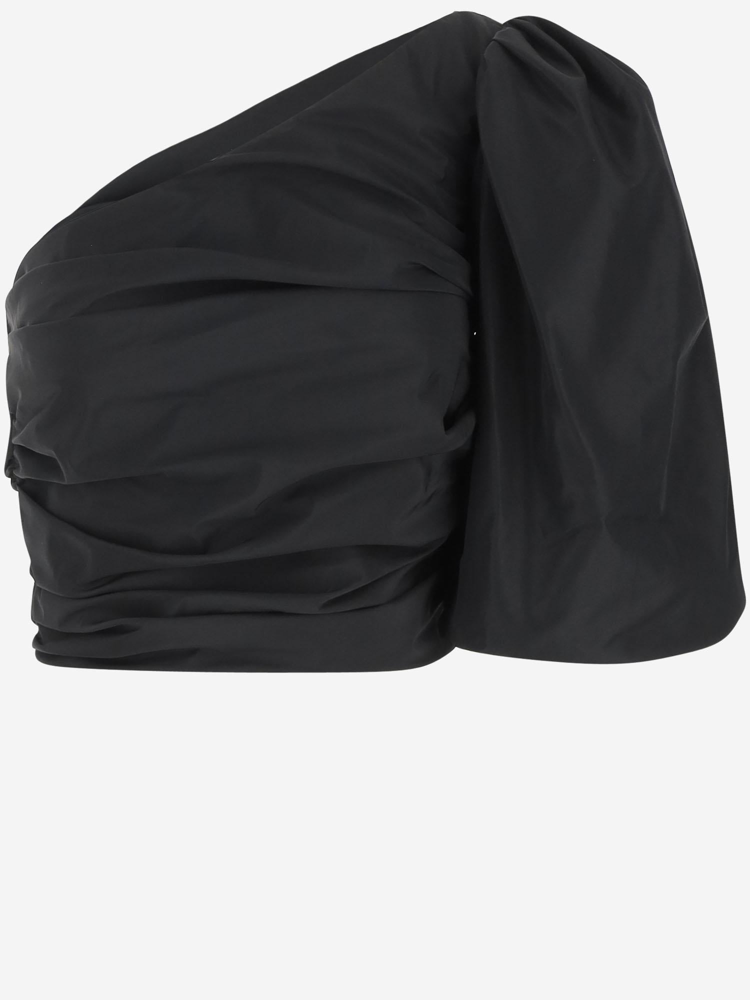 TOP CORTO MONOSPALLA IN TAFFETÀ 104826 Y3LEZ99 PINKO