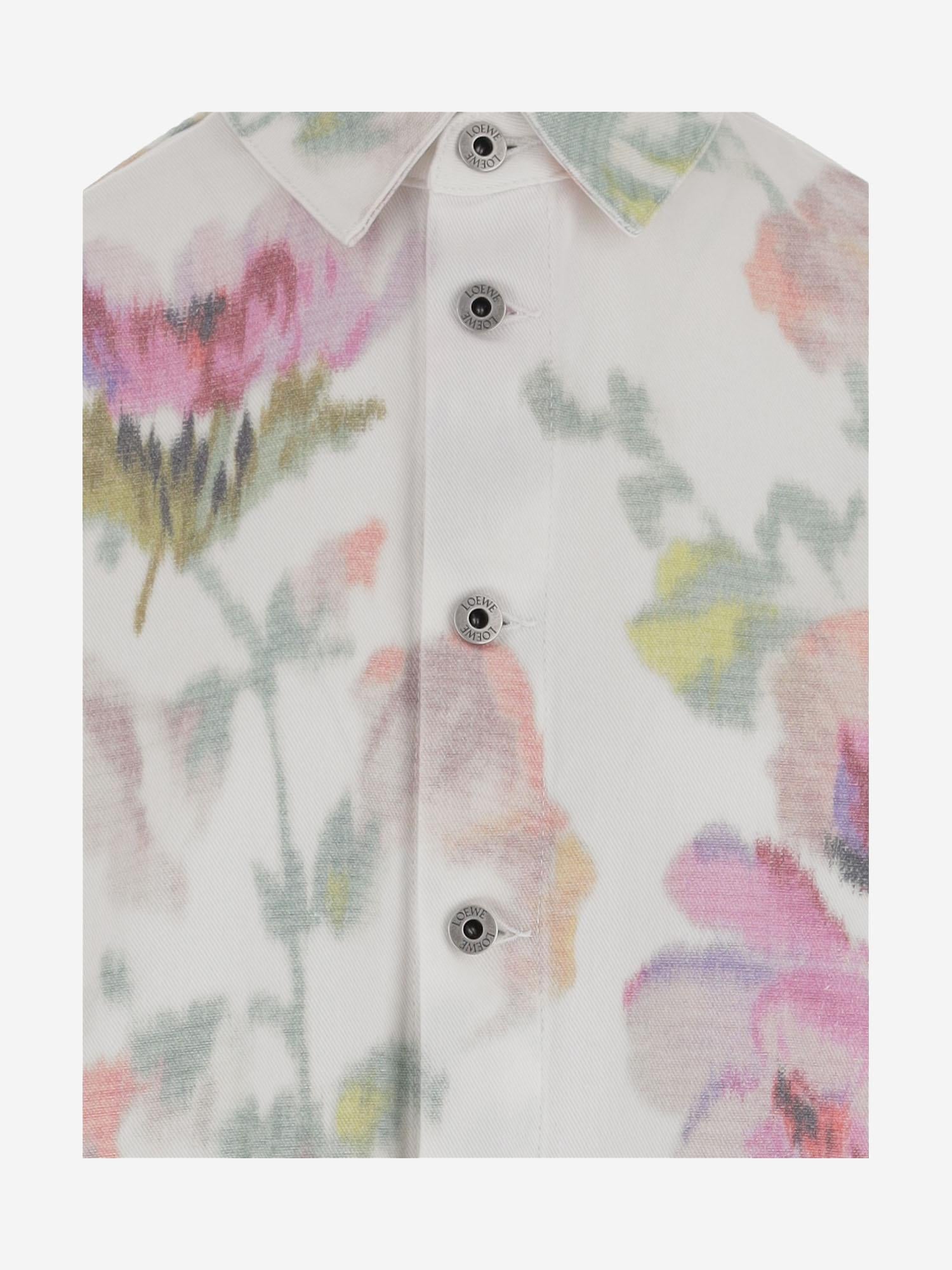 CAMICIA IN DENIM DI COTONE CON MOTIVO FLOREALE S359Y50XA0 2102 LOEWE