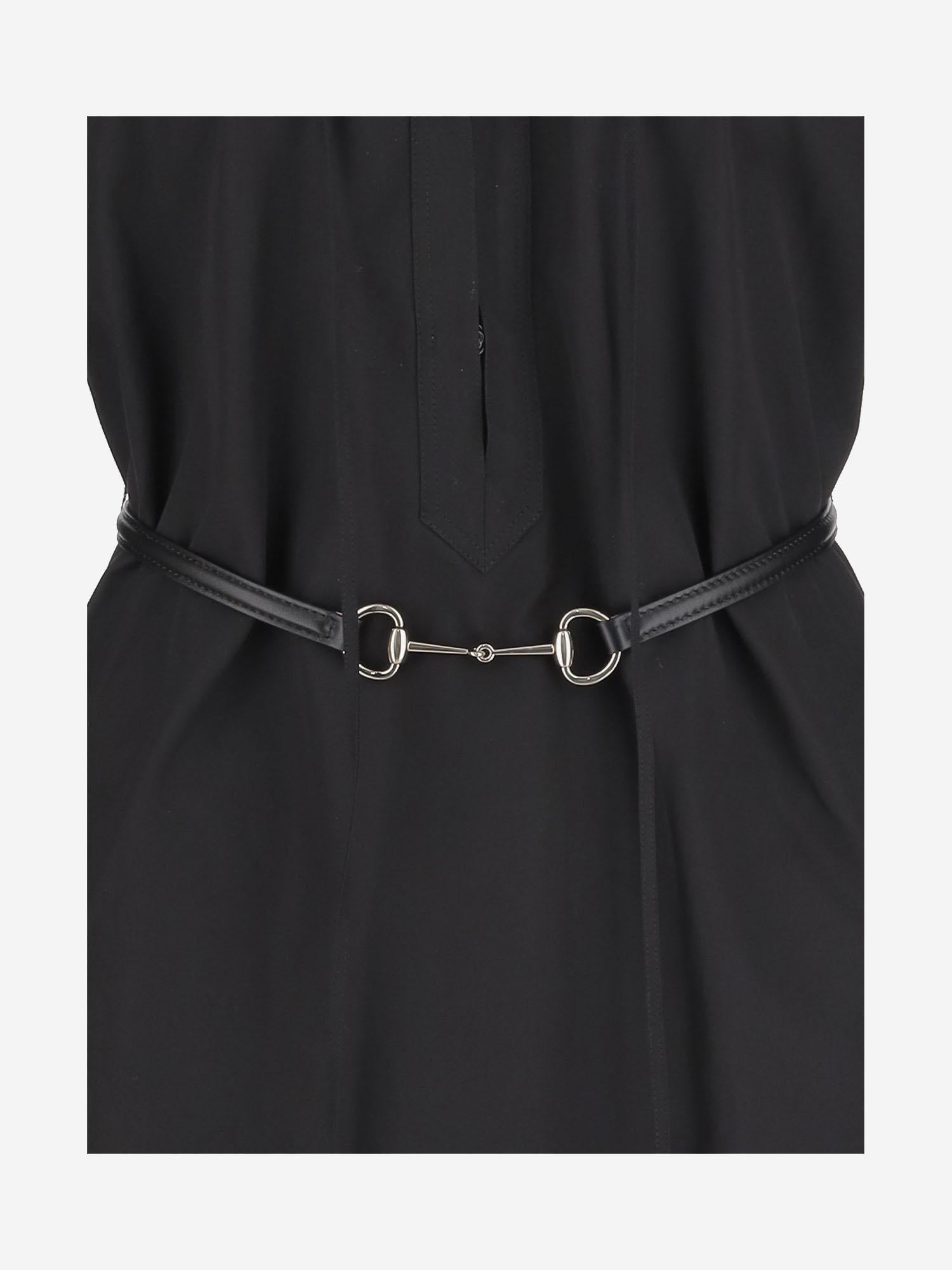 Abito in popeline di cotone con cintura con Morsetto 835601 Z8B1W1000 GUCCI