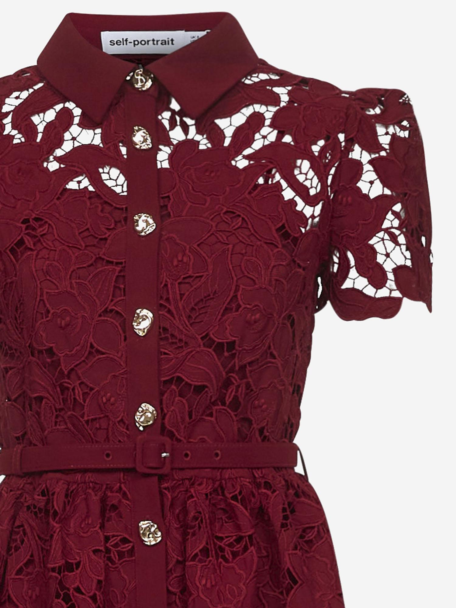 ABITO IN PIZZO FLOREALE CON MANICHE A SBUFFO PF25112SBU BURGUNDY SELF PORTRAIT