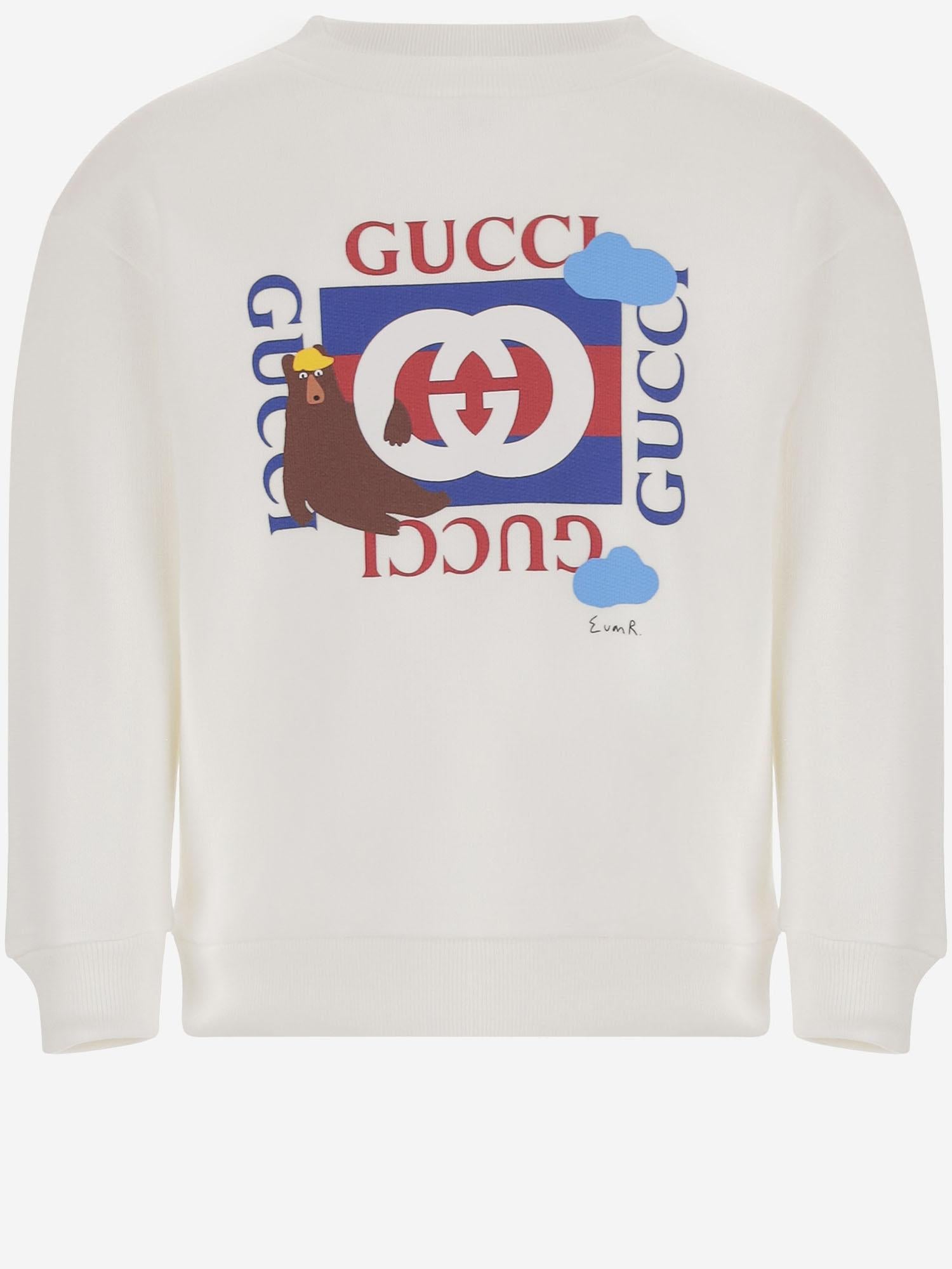 Felpa in cotone con stampa 792071 XJHFE9214 GUCCI KIDS
