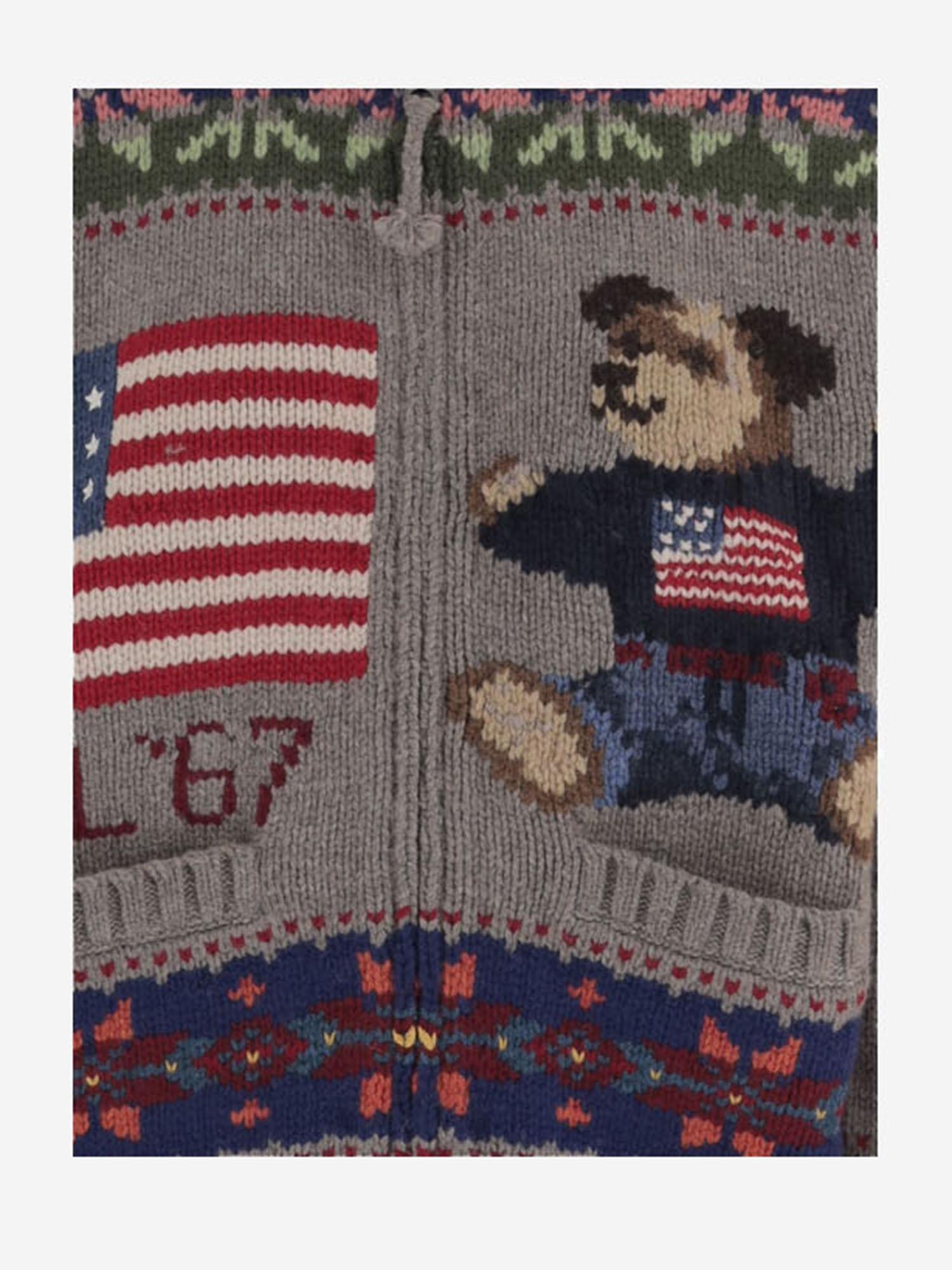 MAGLIONE IN LANA CON STAMPA POLO BEAR E MOTIVO GEOMETRICO 211972140 001 POLO RALPH LAUREN