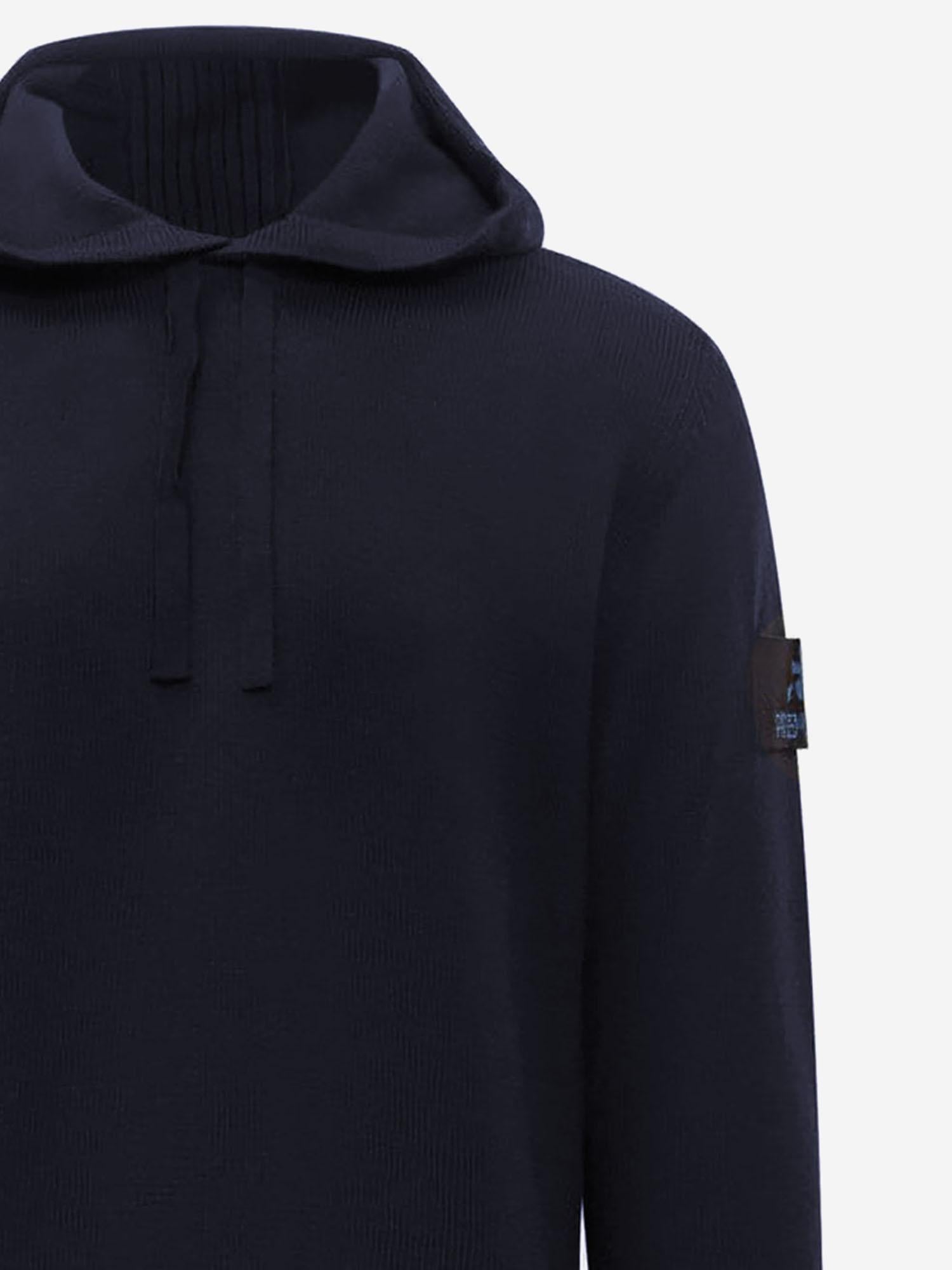 MAGLIONE CON CAPPUCCIO IN LANA MERINO PMG23 BLUE PREMIATA