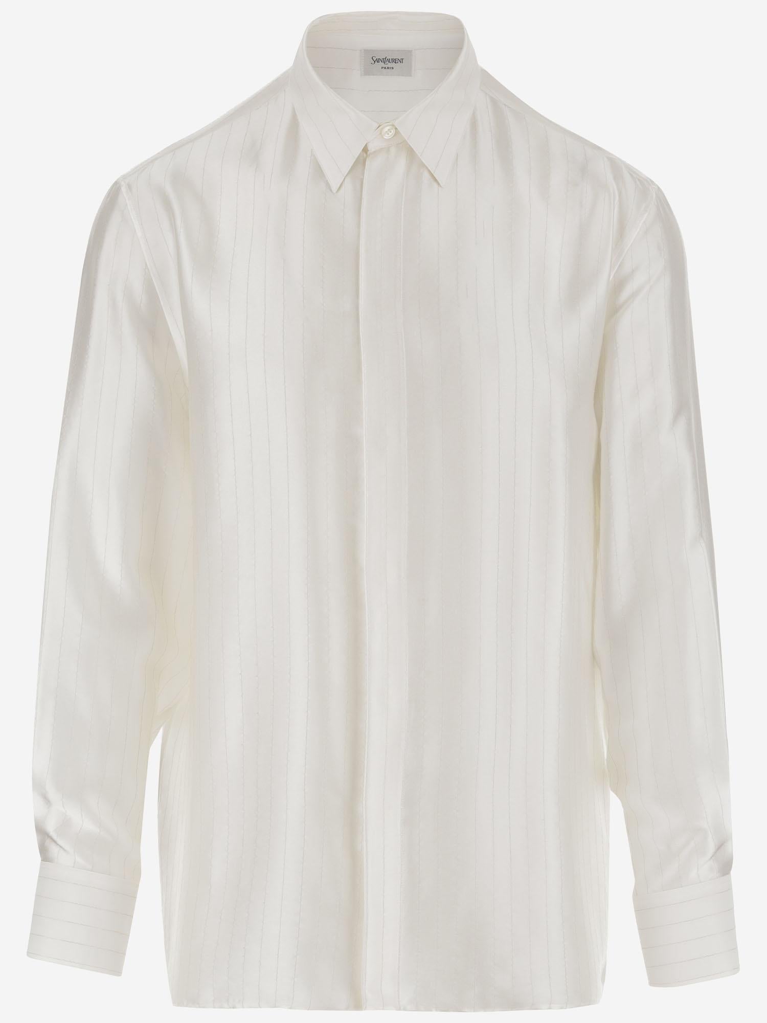 CAMICIA IN PIQUÉ DI SATIN A RIGHE 819096 Y2L919988 SAINT LAURENT