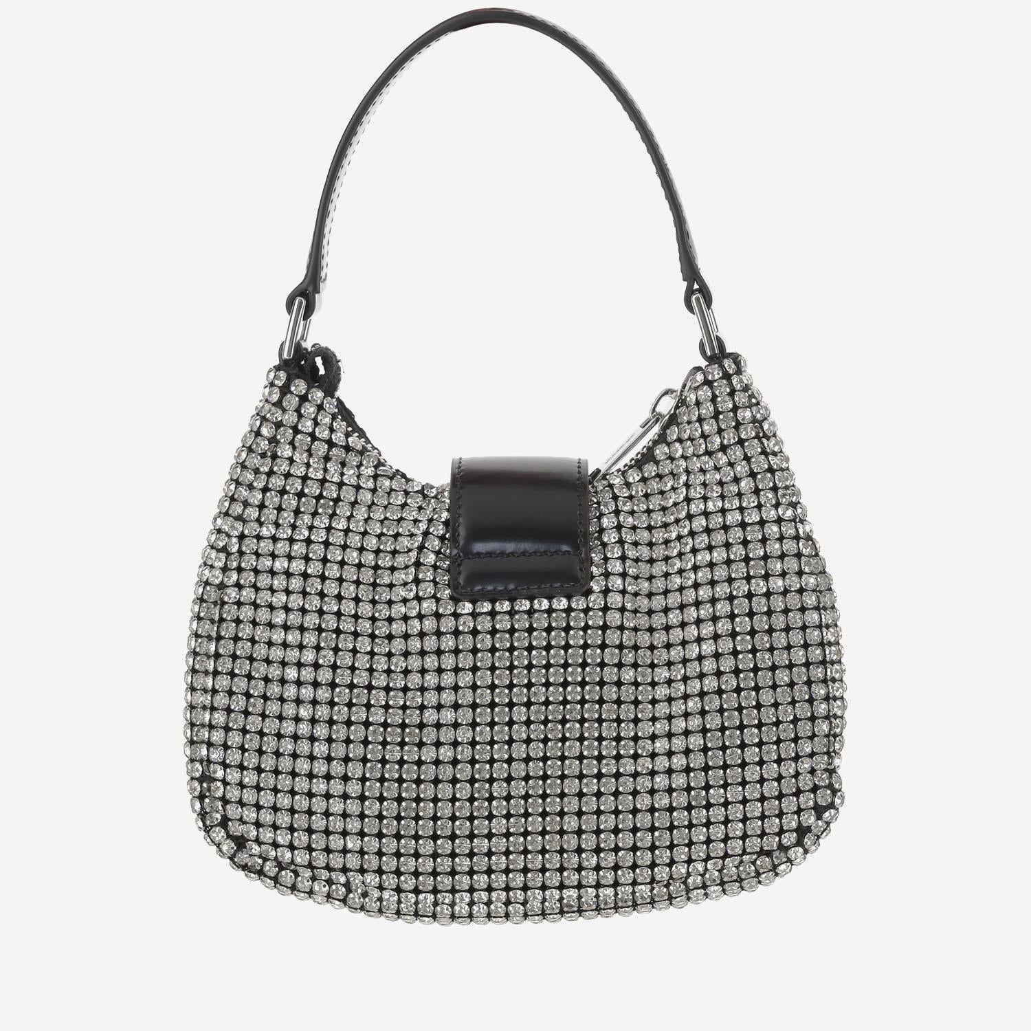 BORSA MEZZALUNA CON CRISTALLI SS24314SIL SILVER SELF PORTRAIT
