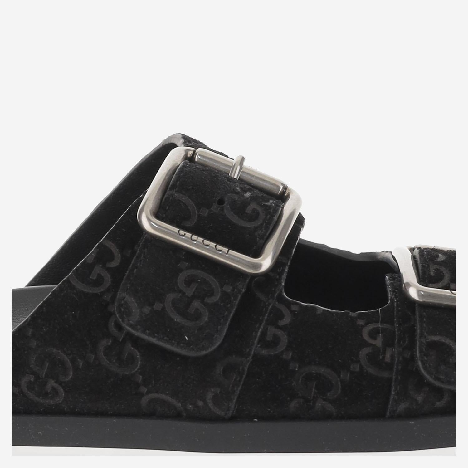 SANDALI SLIDER IN PELLE SCAMOSCIATA 816380 AADUO1000 GUCCI