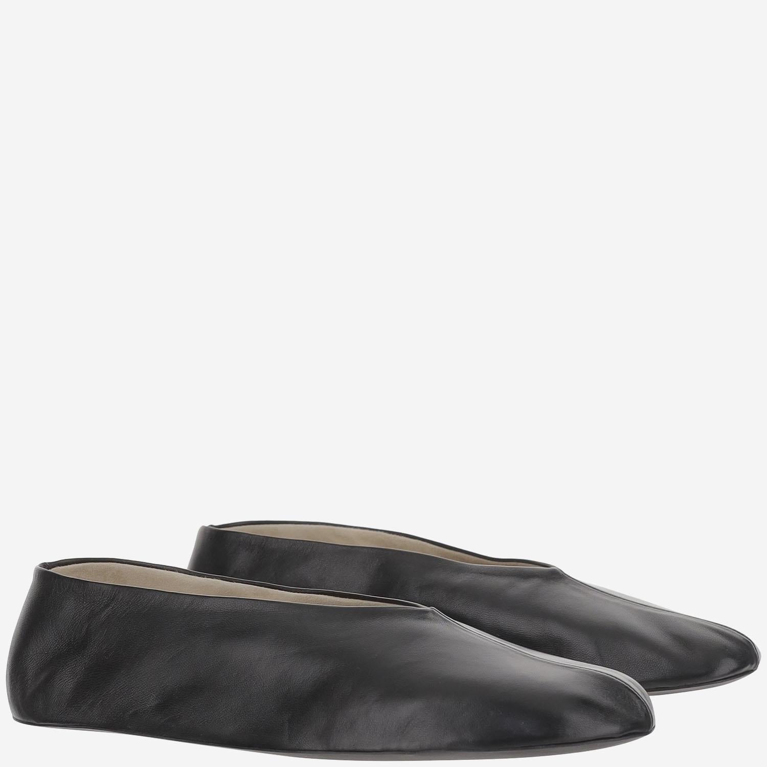 BALLERINE STELLA MULES IN PELLE F1638N66 BLK THE ROW