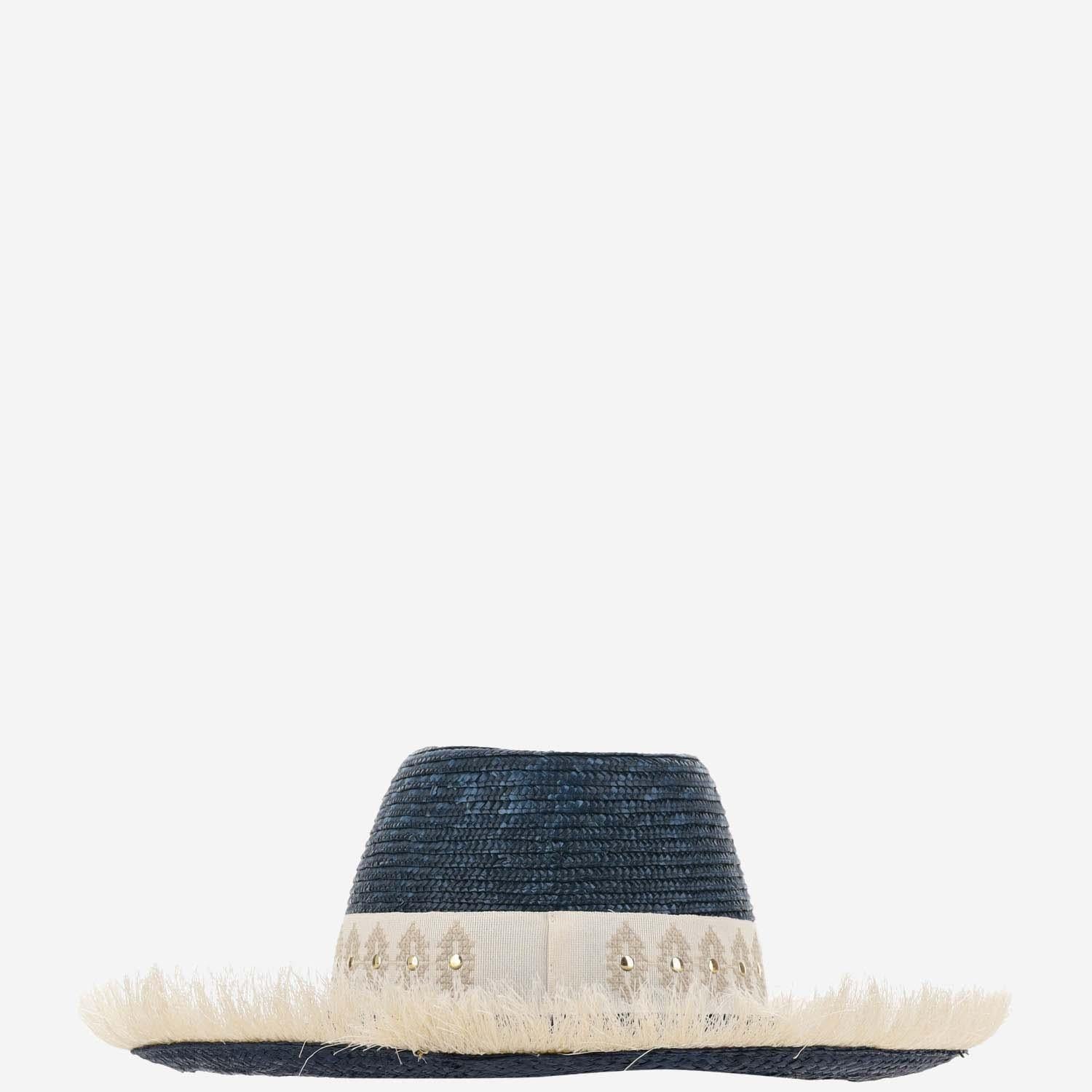 CAPPELLO IN MISTO PAGLIA E VISCOSA CON RICAMO 385981 92 FERRUCCIO VECCHI