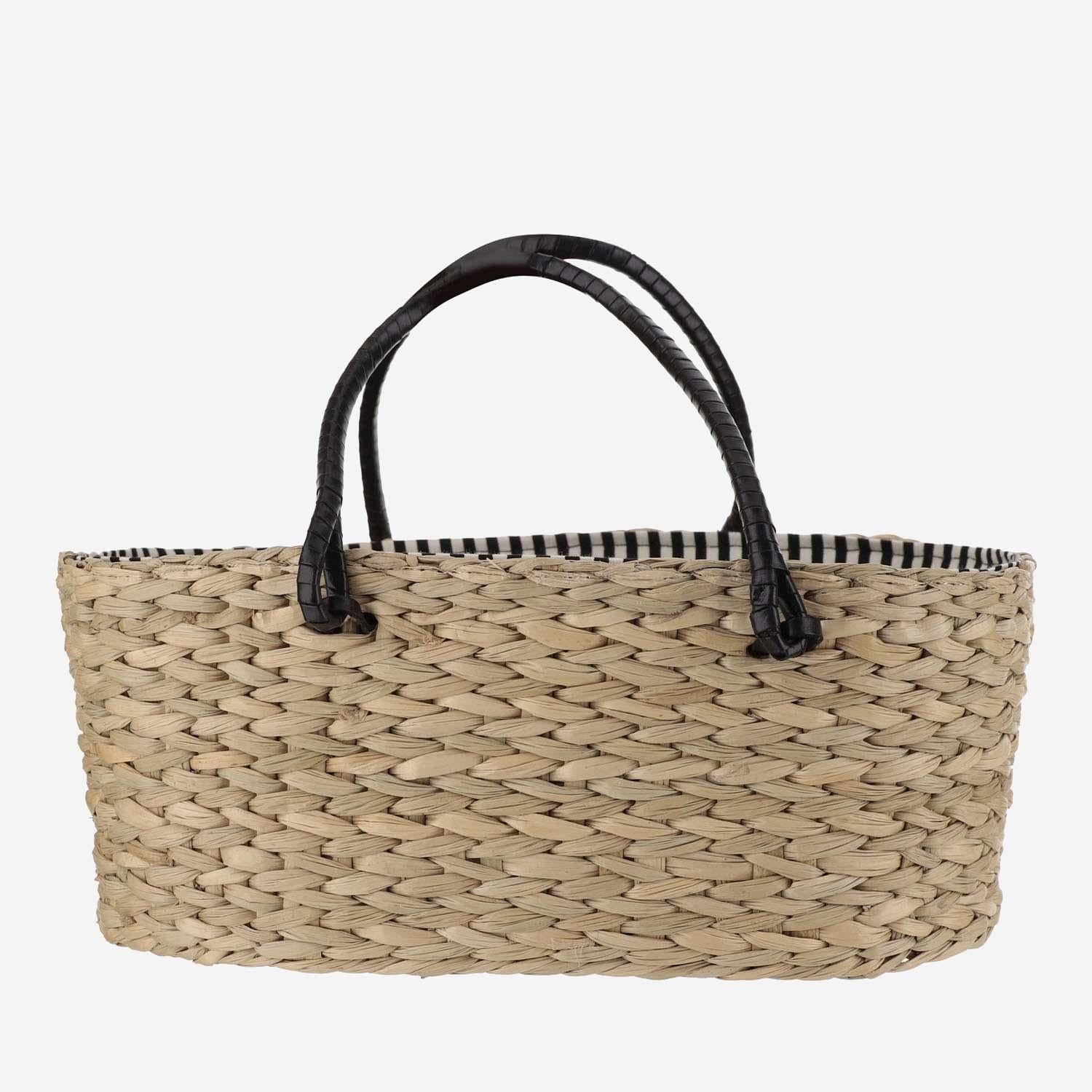BORSA SMALL IN PAGLIA E PELLE PANDSMALL NERO ANITA BILARDI