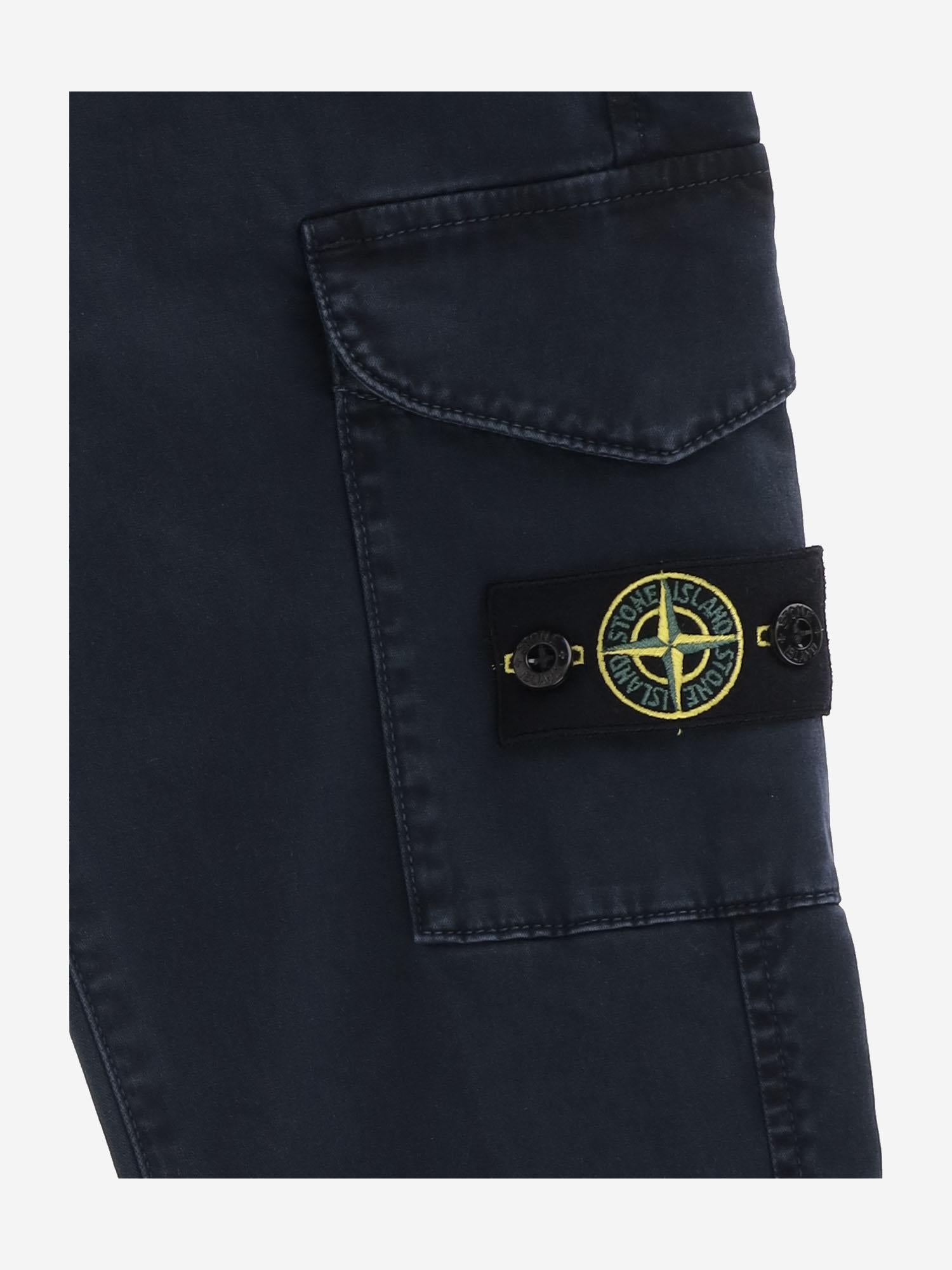 PANTALONI IN COTONE STRETCH CON LOGO 3100004 S0198V0120 STONE ISLAND KIDS